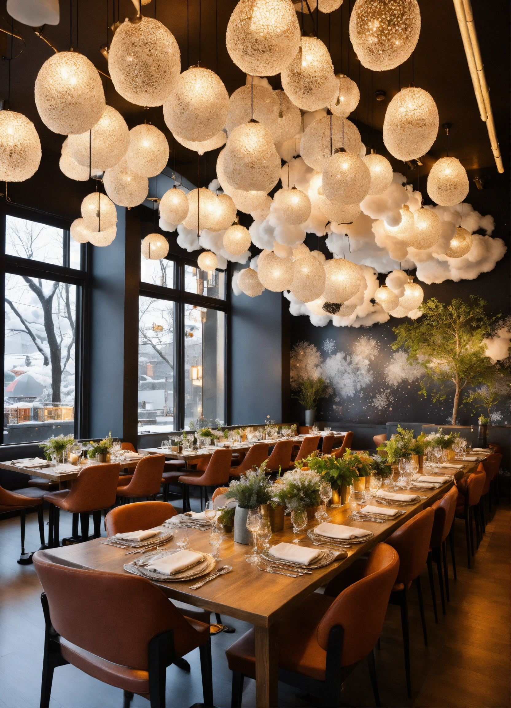 Lexica - Generate an image of 'Umbrella,' a modern restaurant with a ...