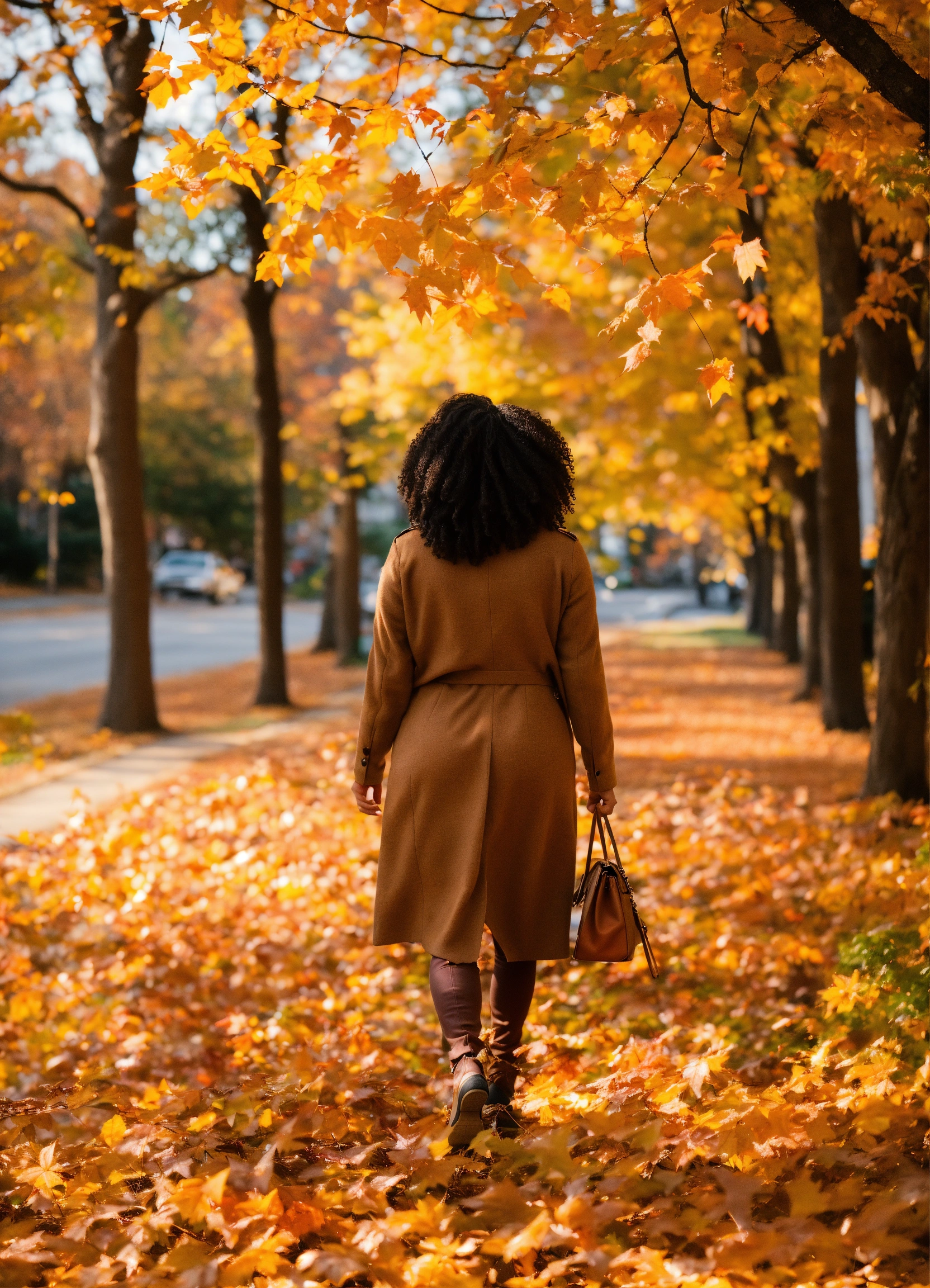 Lexica - A brown skinned woman in her 30's is walking and surrounded by ...