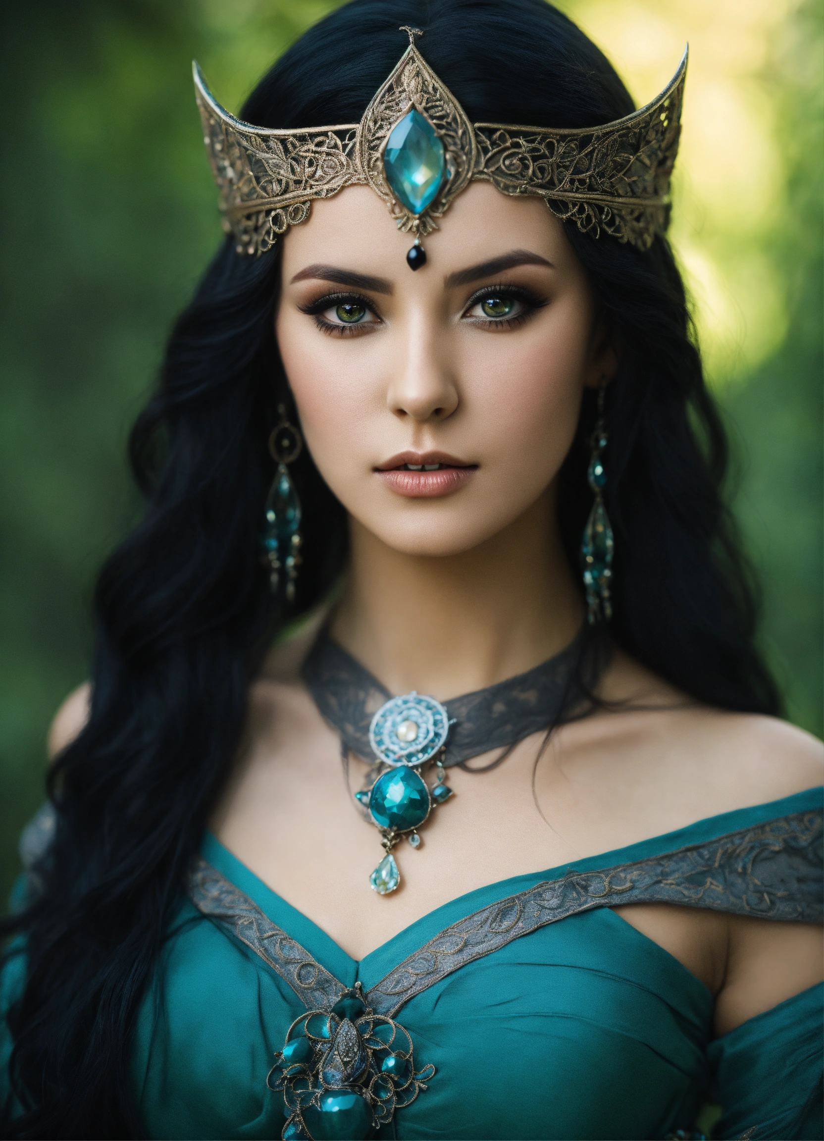 Lexica - Beautiful elven woman with black hair and grey eyes