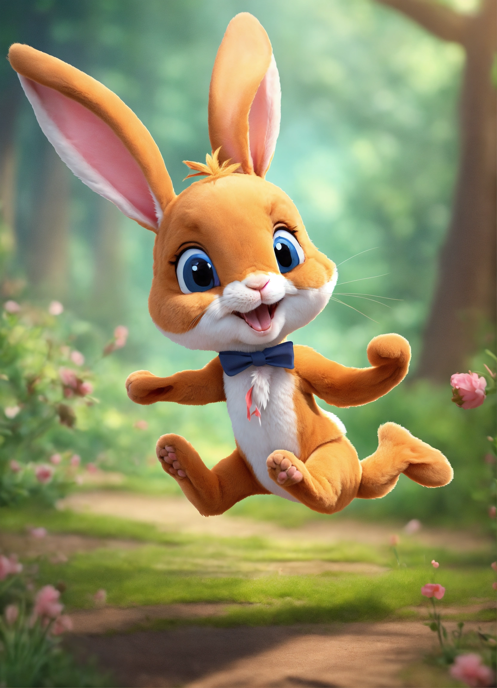 Lexica - Let cartoon cute rabbit running on two legs