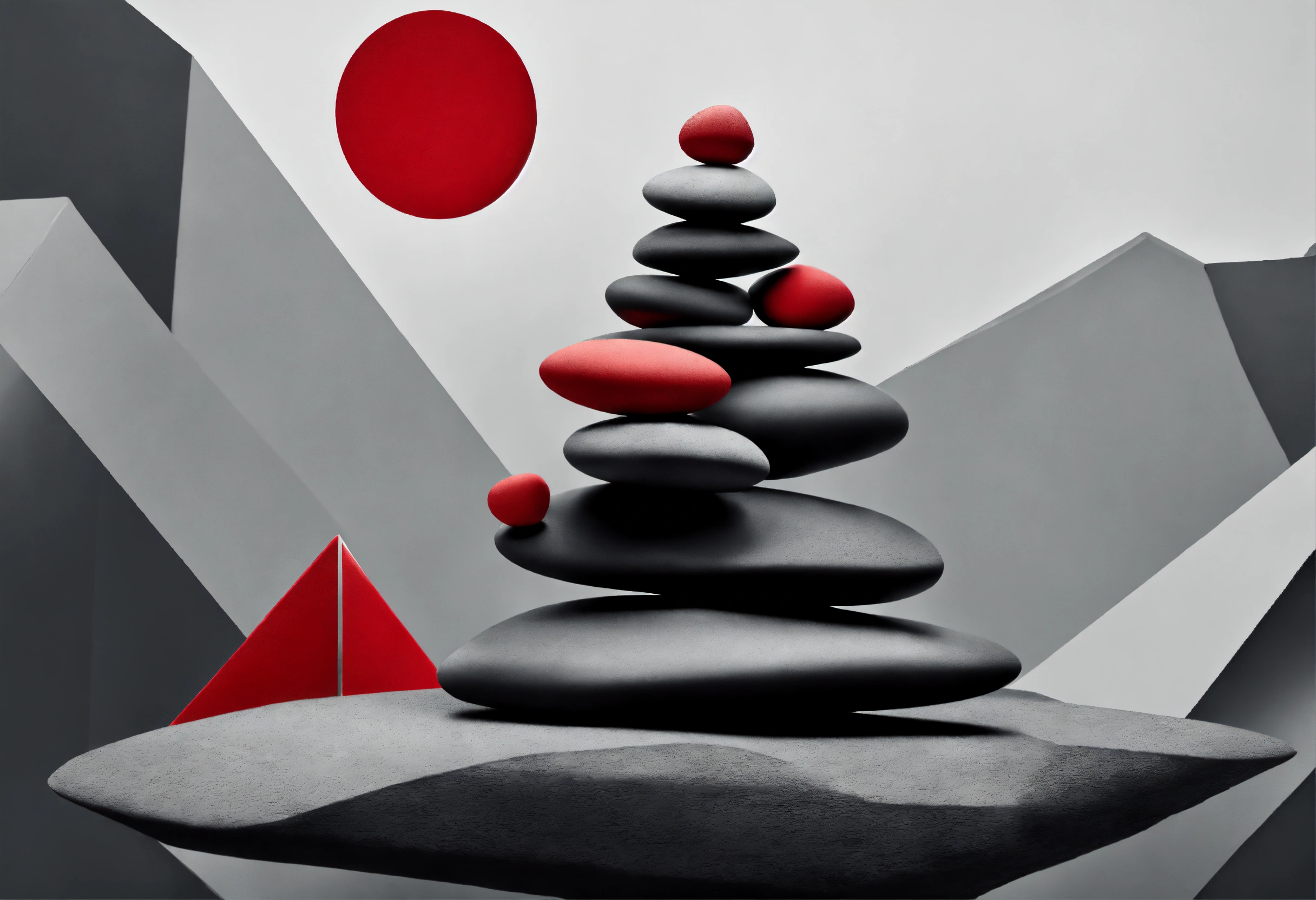 Lexica - Stack of rocks, minimalist lines and shapes, Monochrome with ...