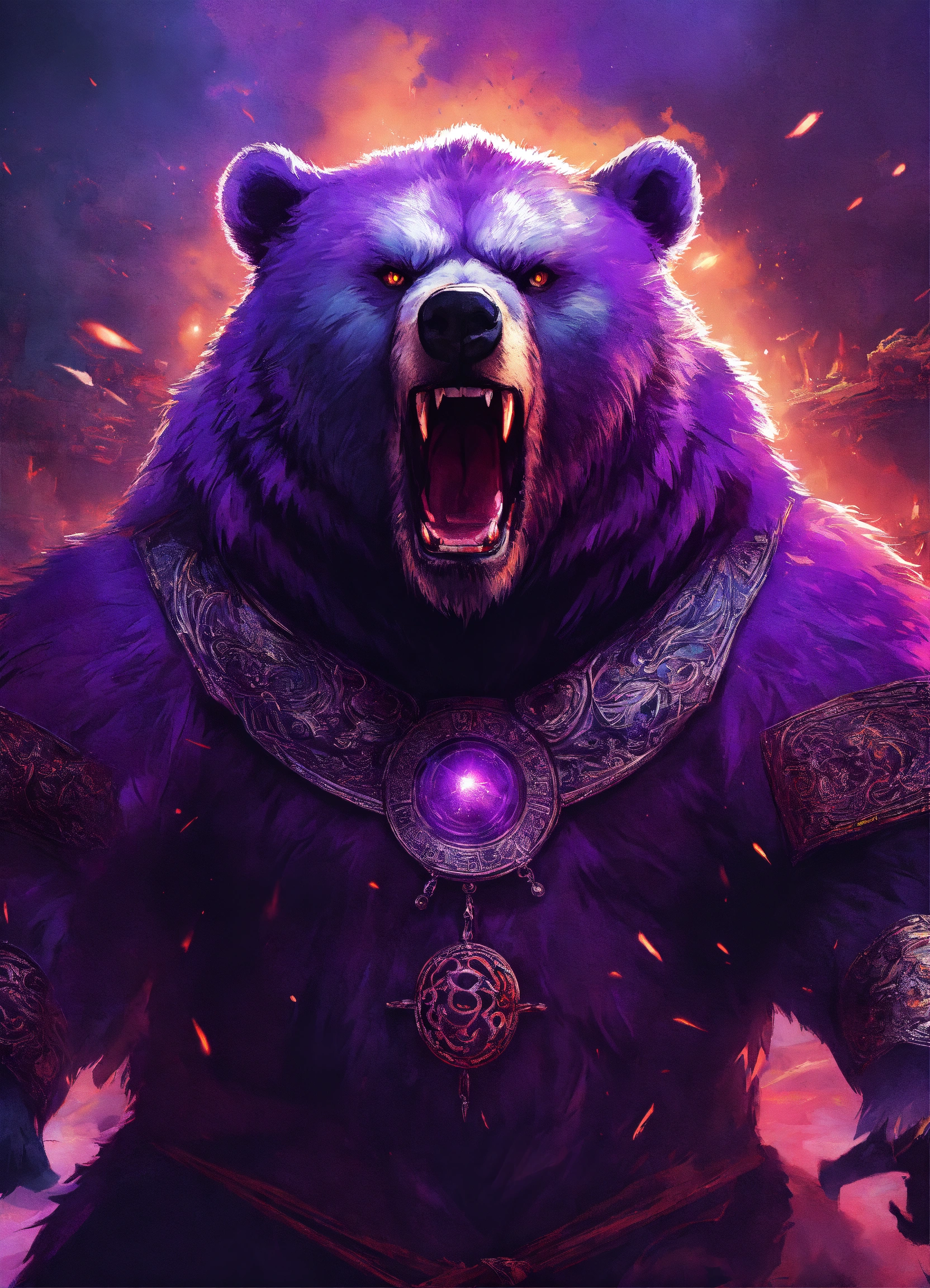 Lexica - Angry ancient bear, empire, rage, roaring, purple kingdom war ...