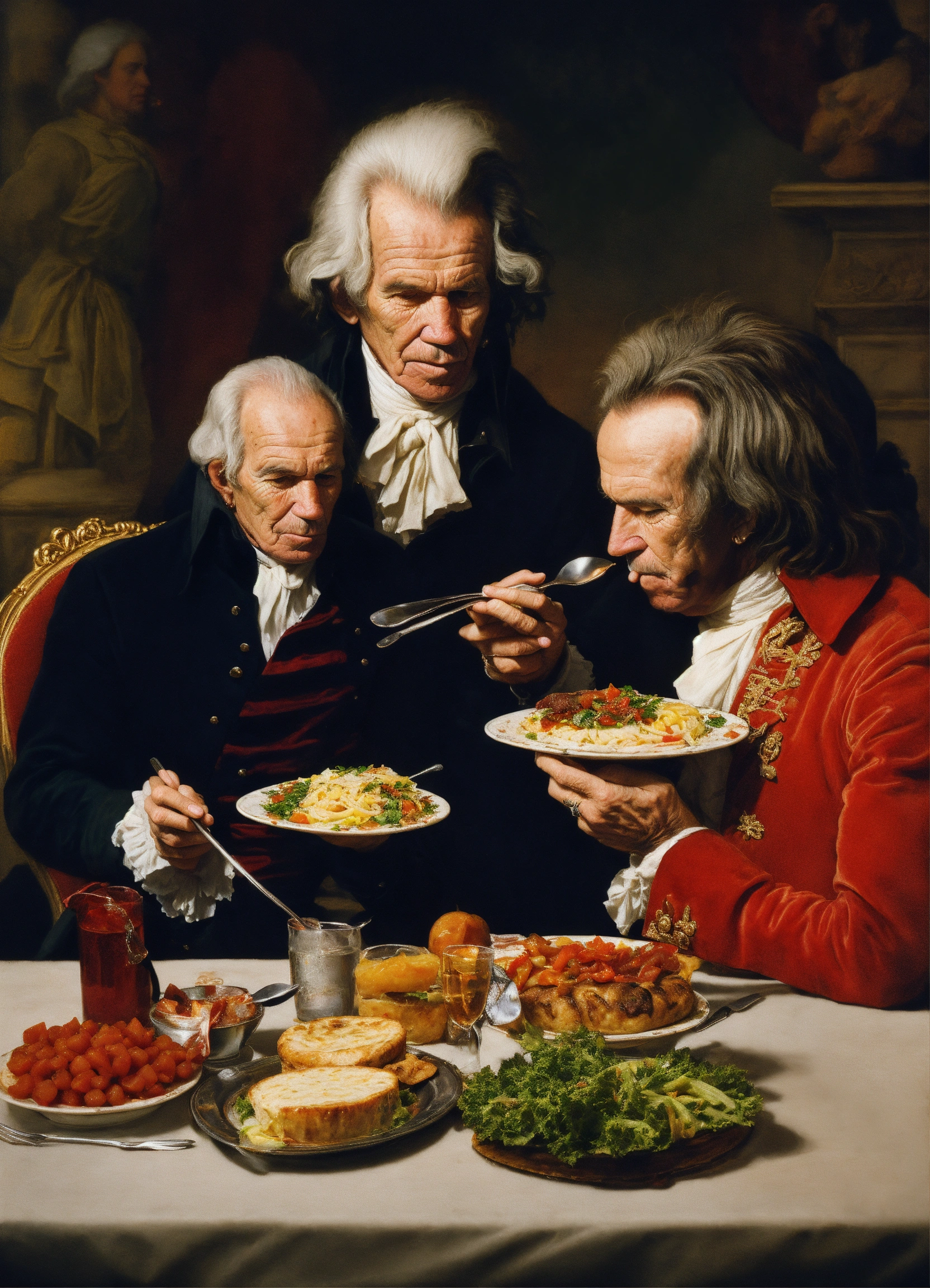 Lexica - Portrait of Keith Richards and Robespierre eating iconic ...