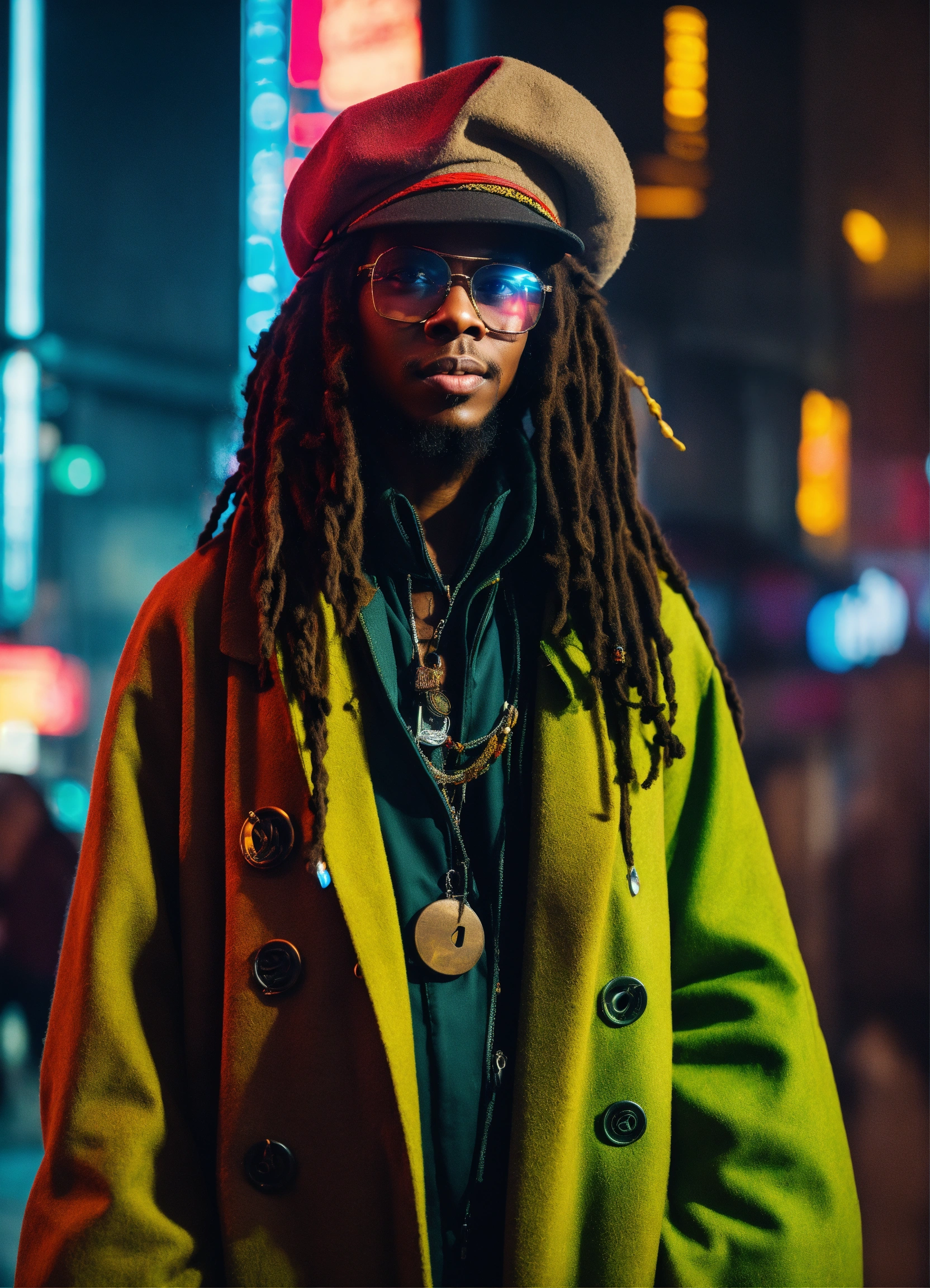 Lexica - Cyberpunk Jamicia hacker with dreadlocks, and a rasta hat in a ...