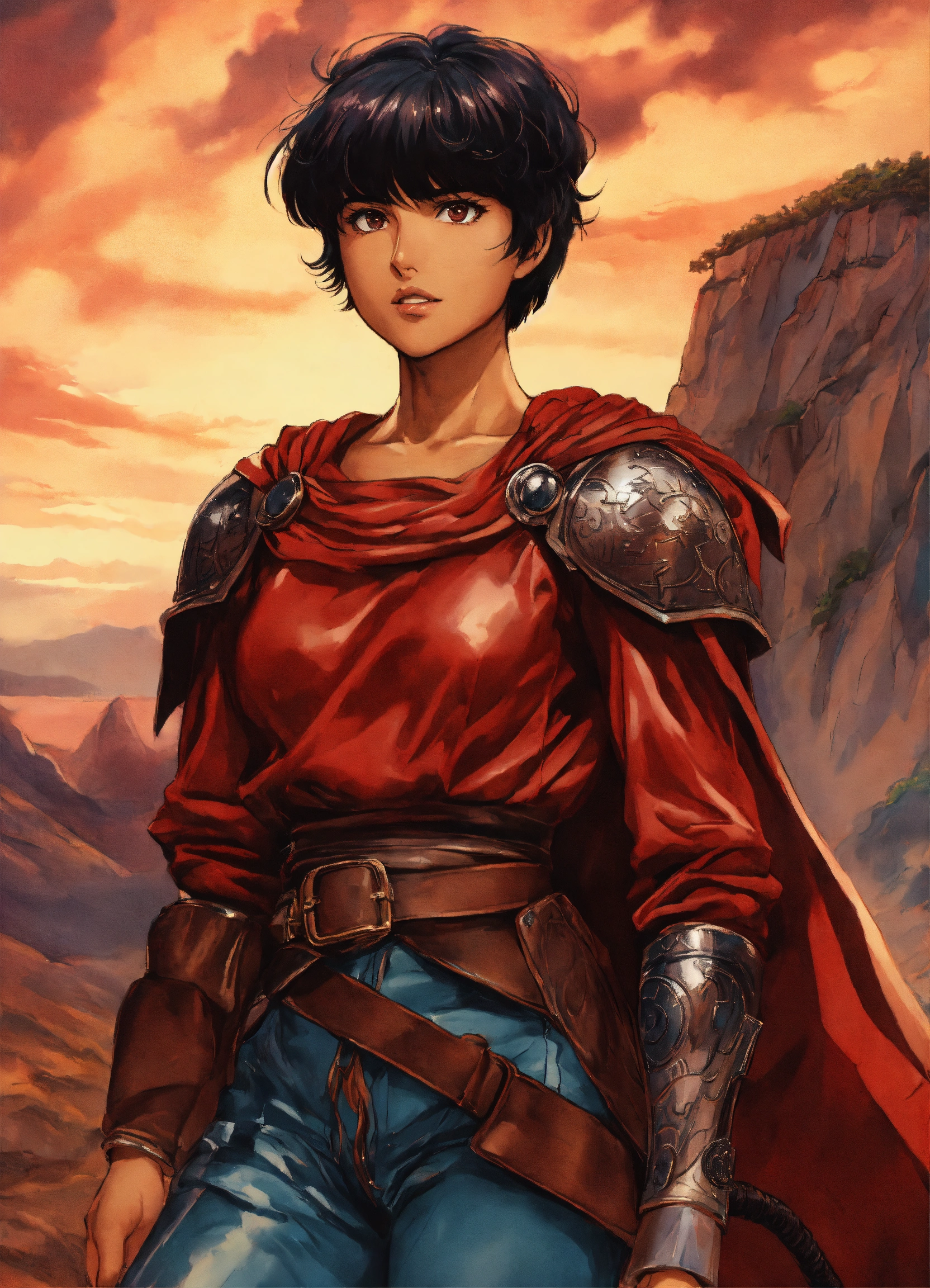 Lexica - Full body Manga art of Casca from Berserk, brown skin, short ...