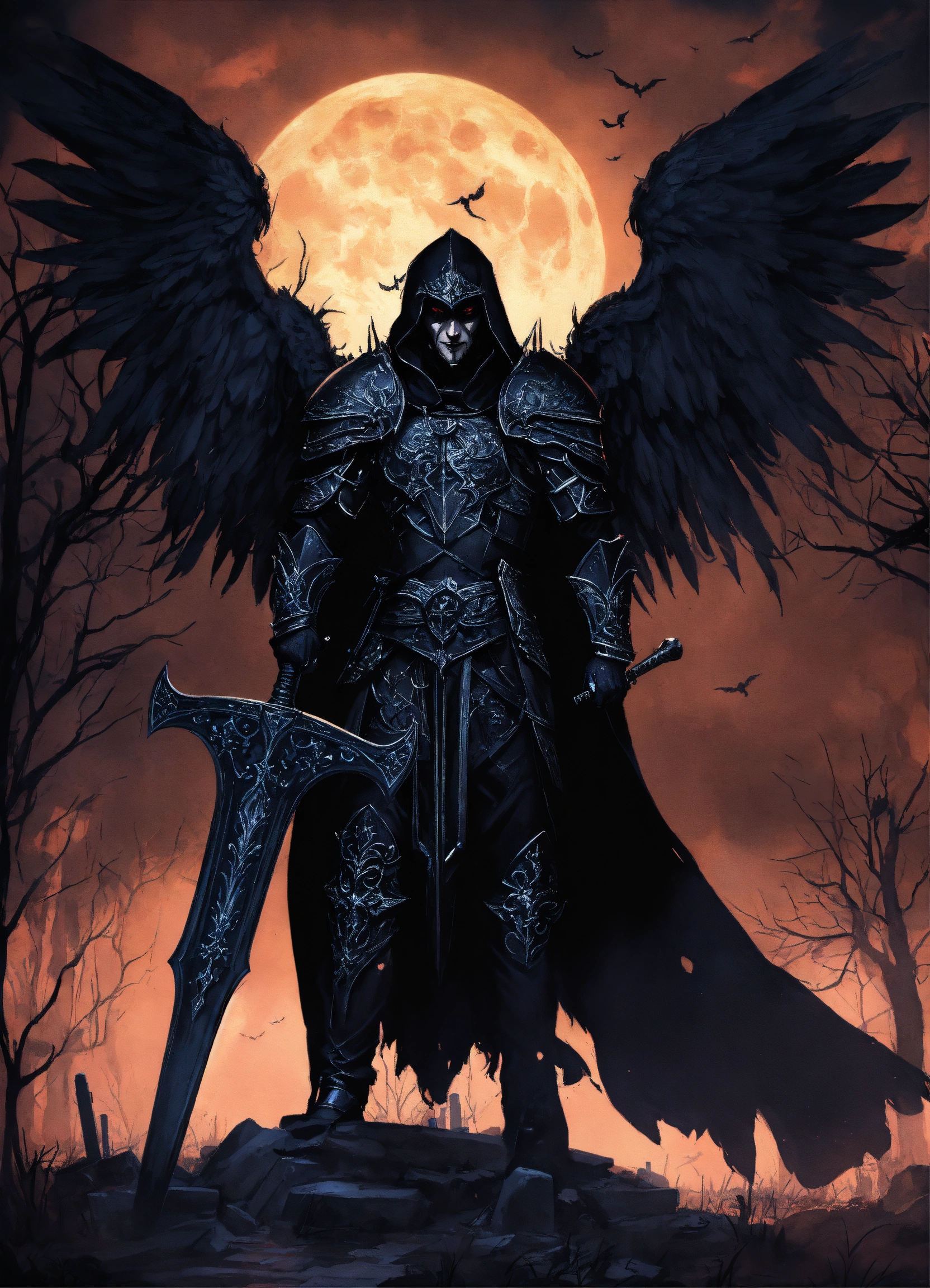 Lexica - Angel Slayer, realistic style illustration digital art, dark ...