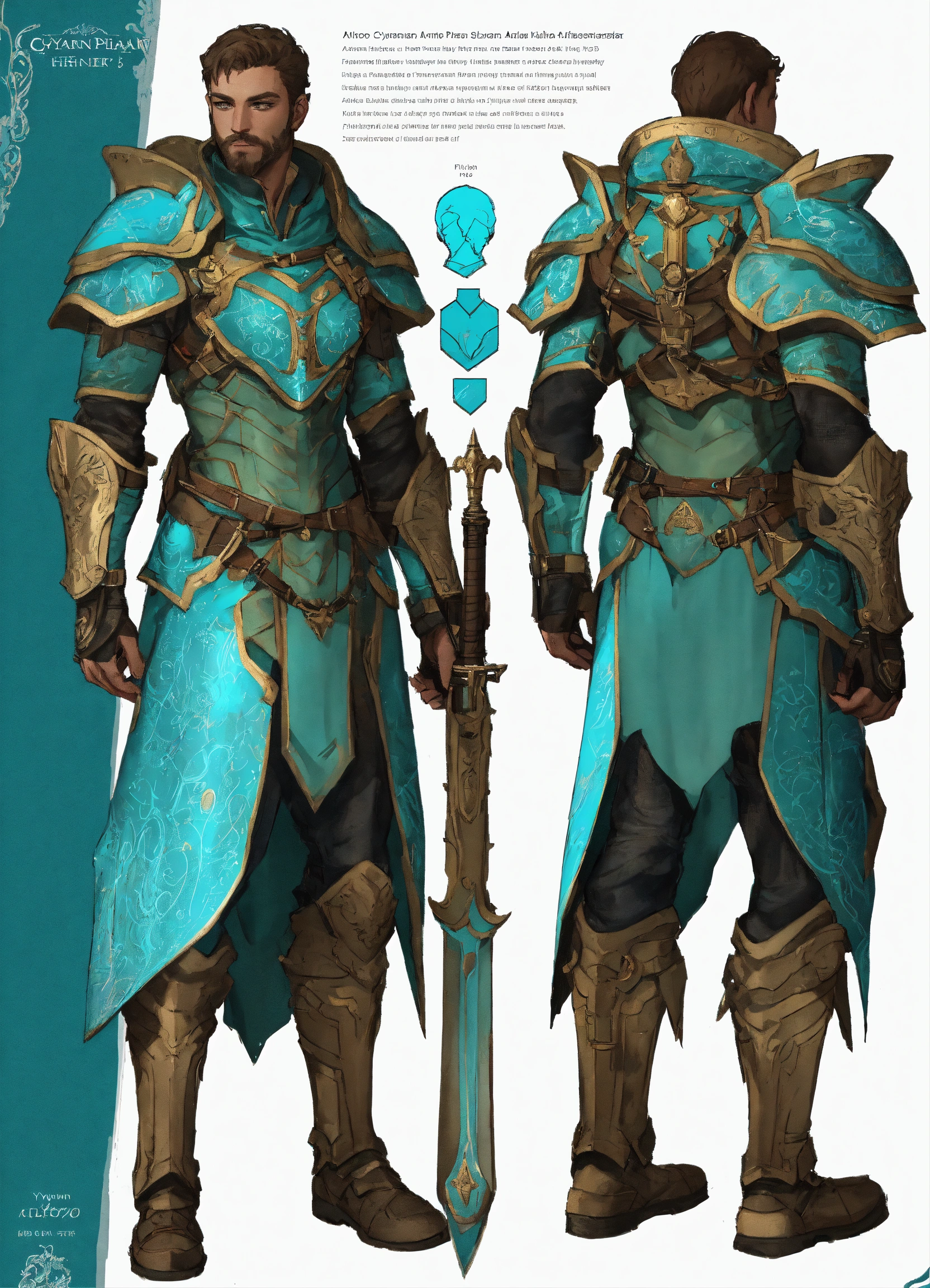 Lexica - Full cyan tattoo armor, character sheet, character design ...