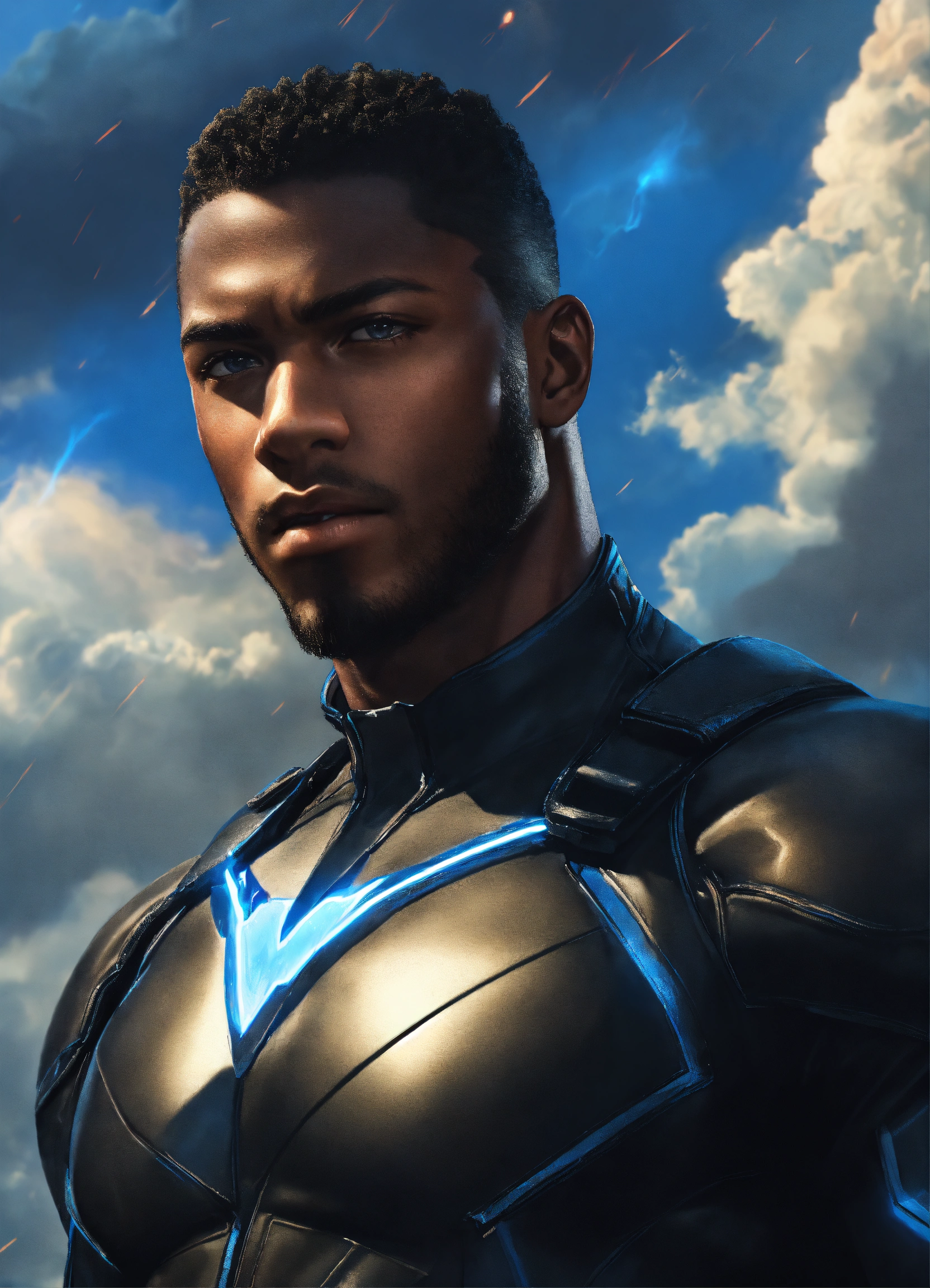 Lexica - Black hero, a strong handsome young black super hero man dark ...