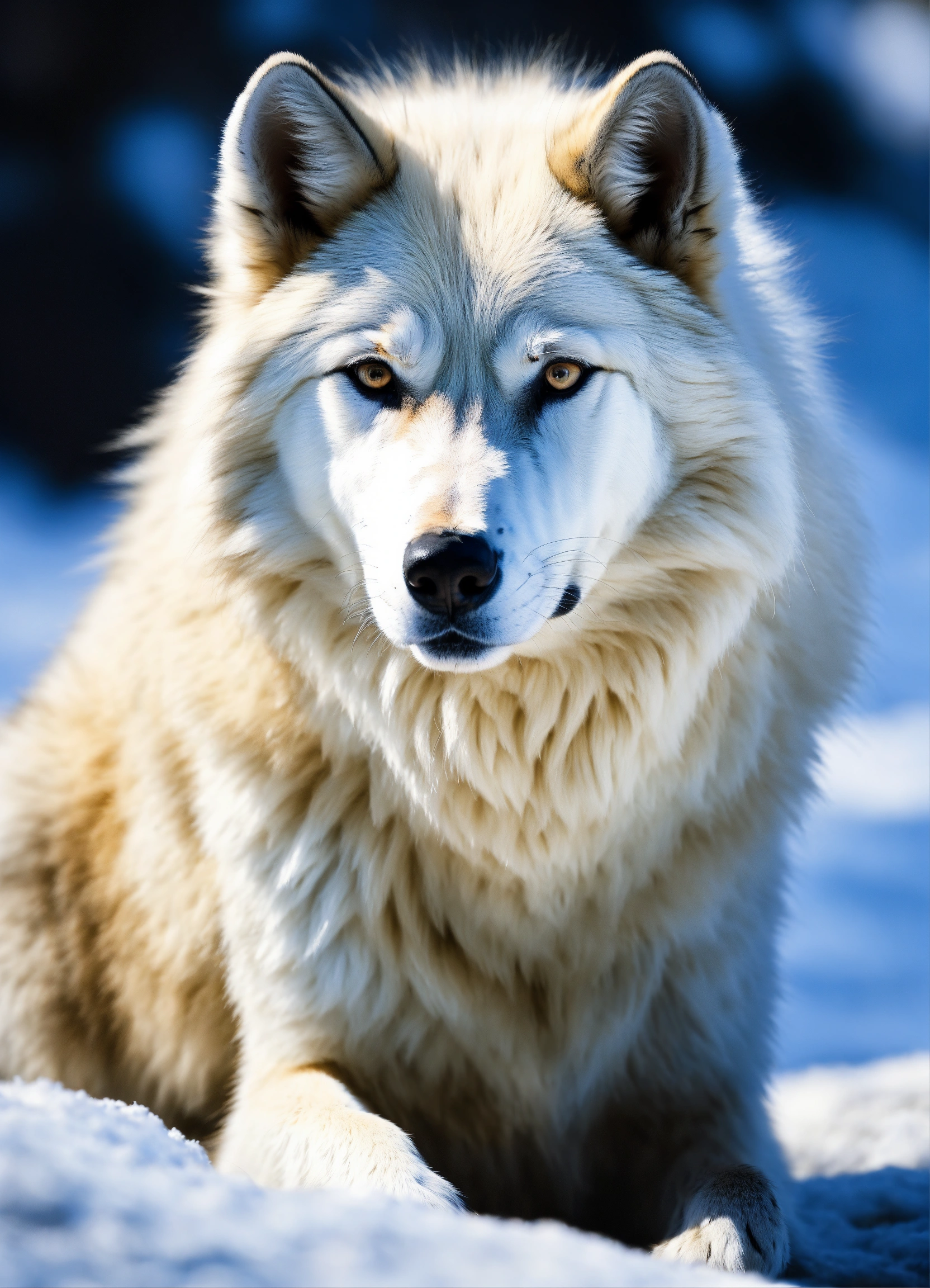 Lexica - A white wolf with a black spot on its chest, spreading out in ...