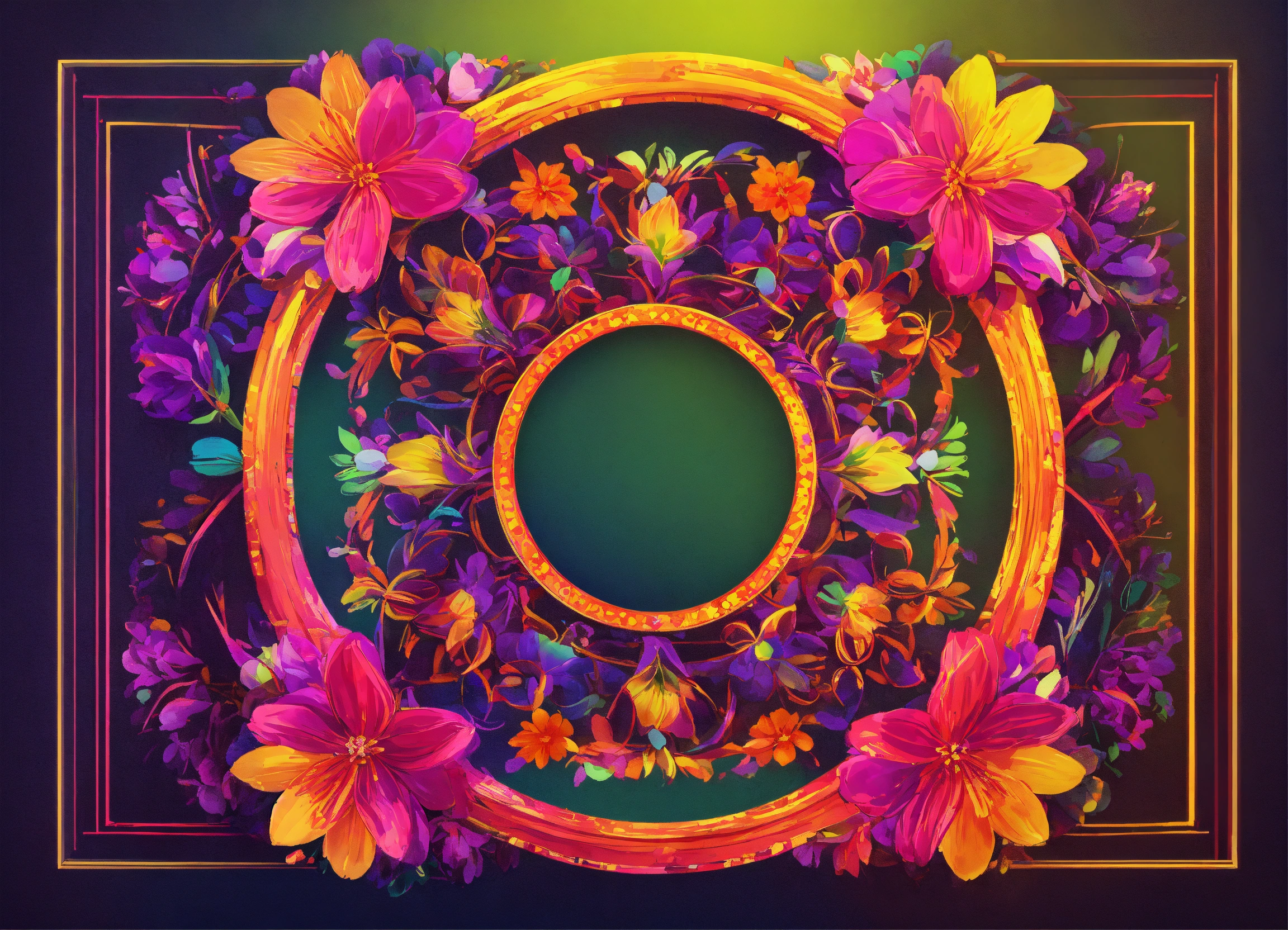 Lexica - Decorative frame - colorful floral shapes beautiful frame with ...
