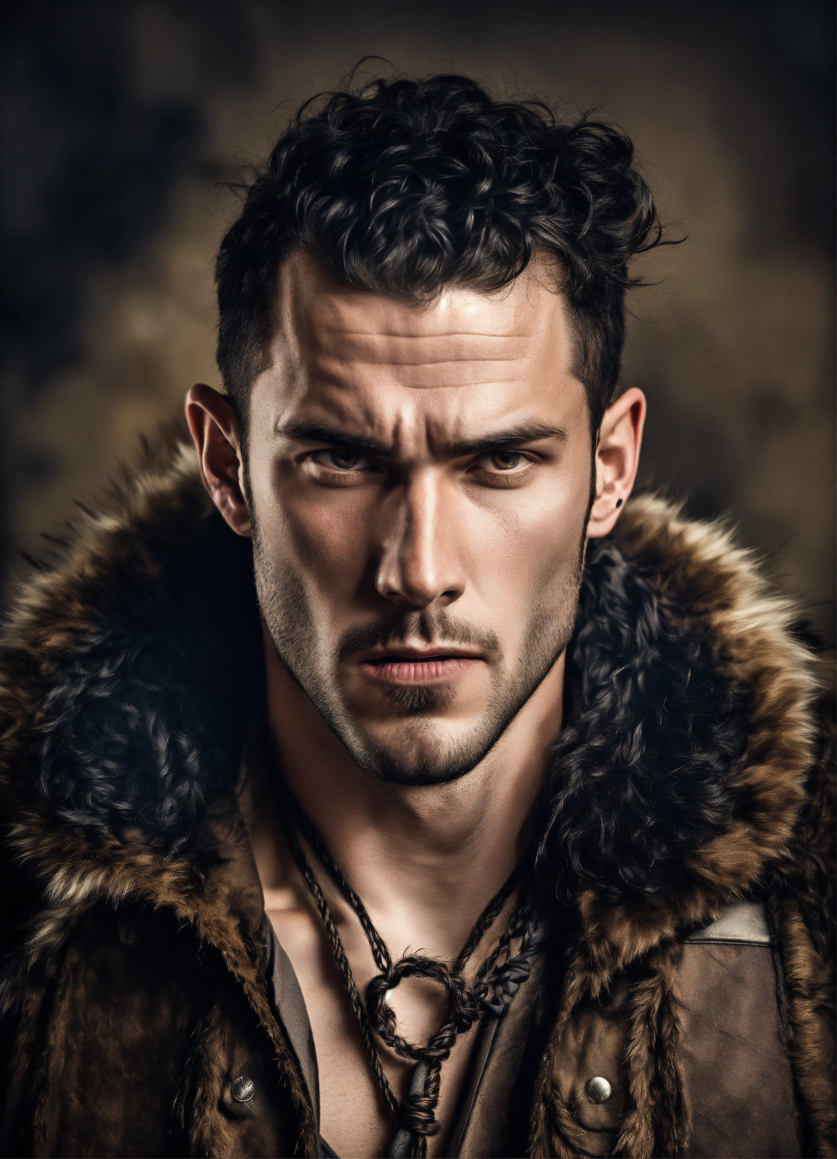 Lexica - In photographic style a rugged scruffy pale german male black hair  at 30 years old tall barbarian with shaved bald head with braided hair ...