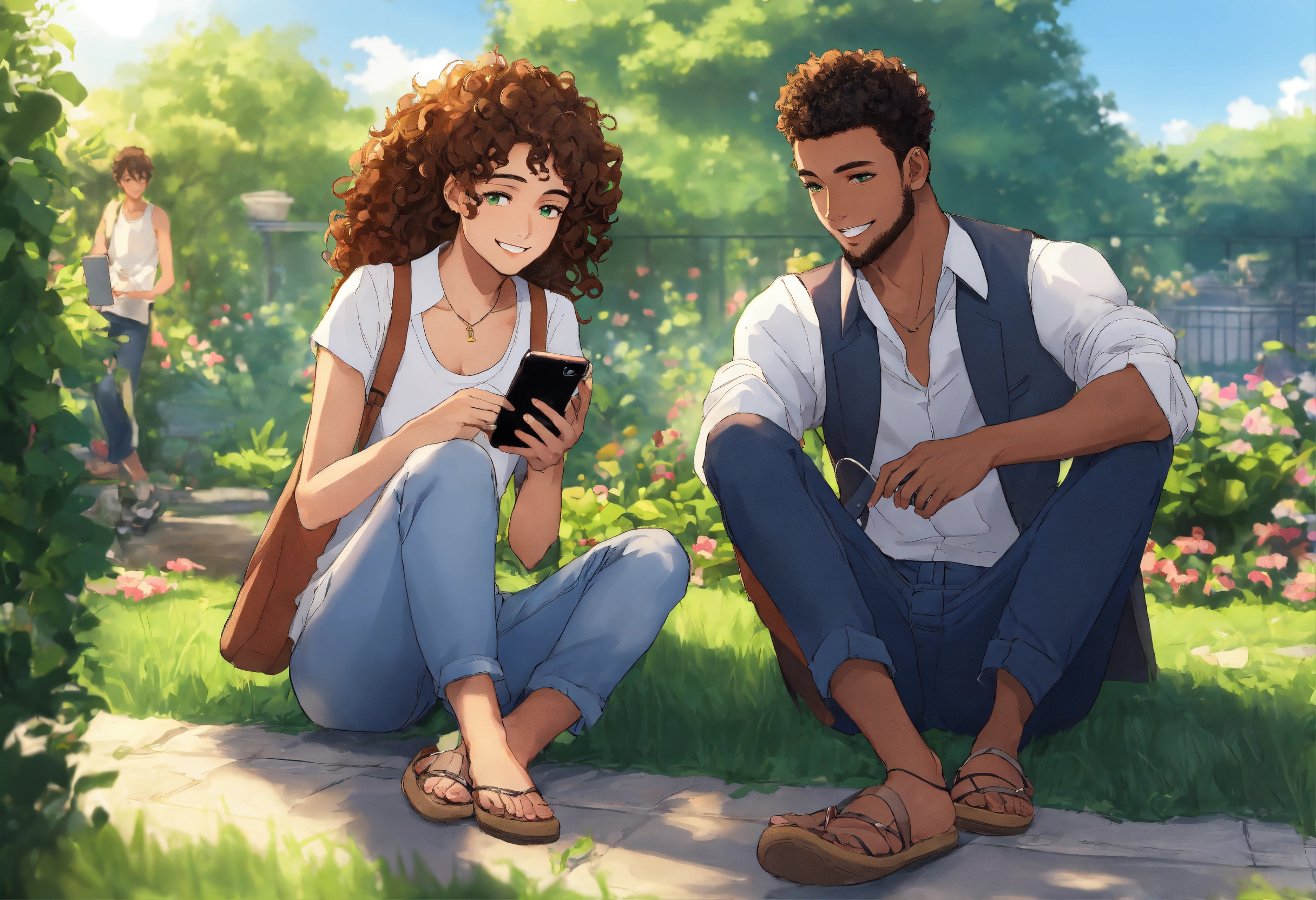 Lexica Anime Cartoon Ultra Realistic 4k Both Looking At The Phone