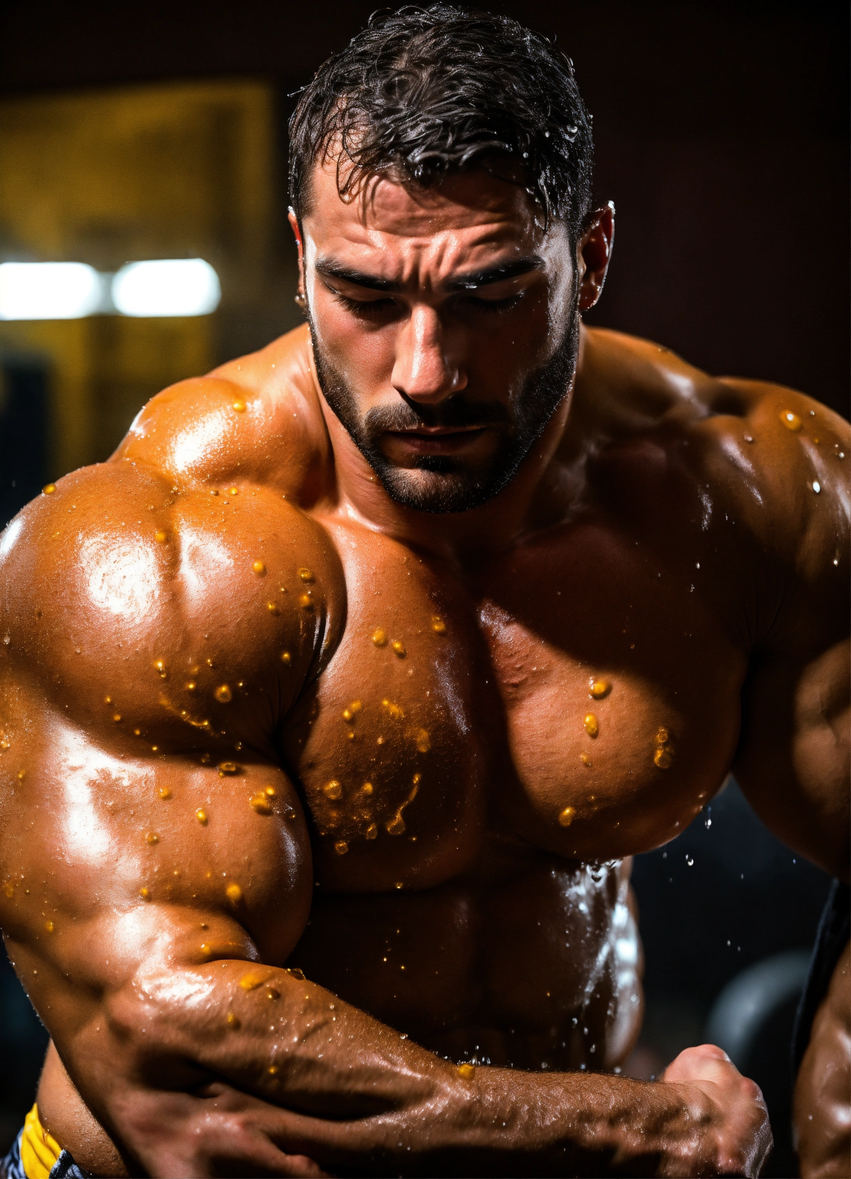 Lexica - Sweaty muscle bound heavyweight Italian bodybuilder wrestler ...