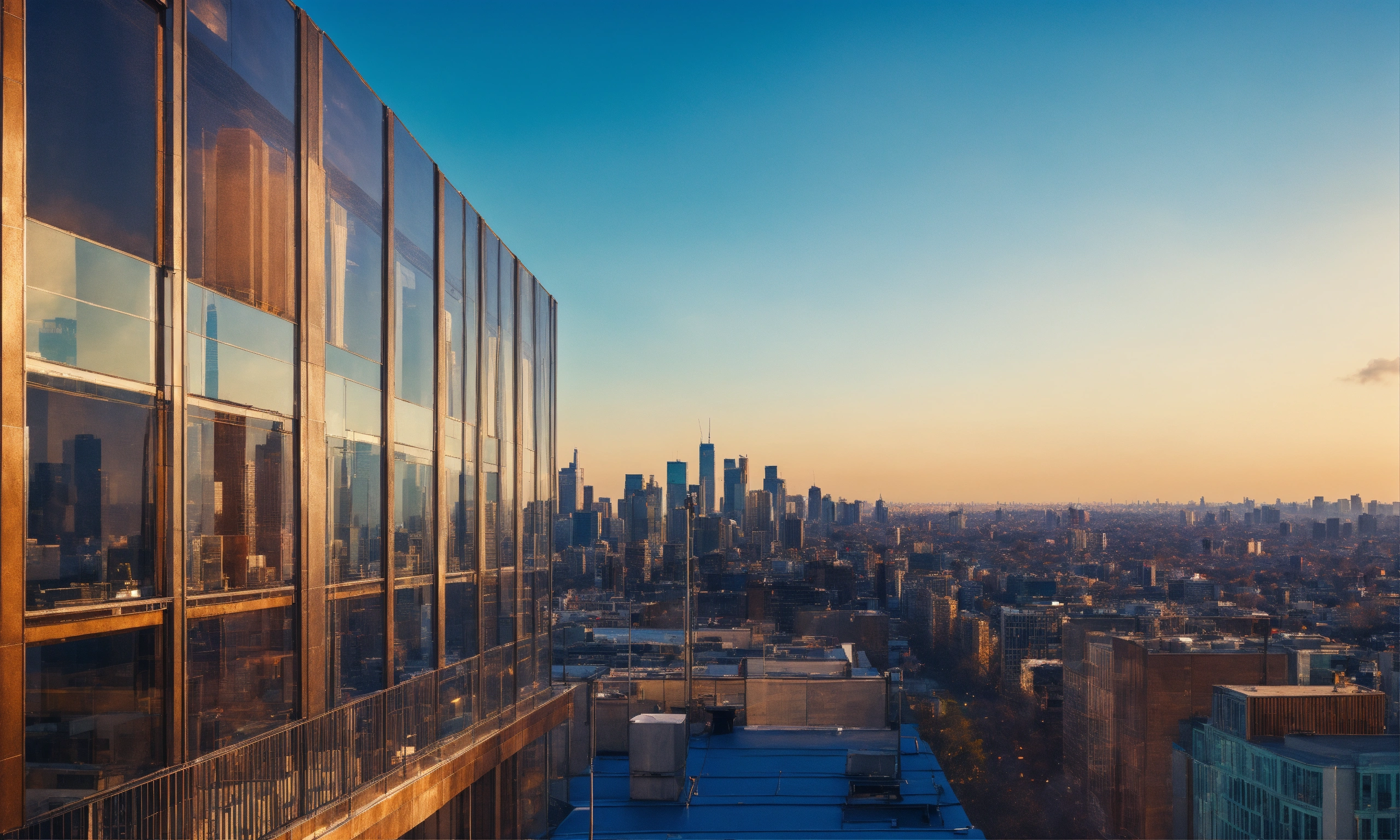 Lexica - Skyscraper rooftop, blue sky, 4k, bright