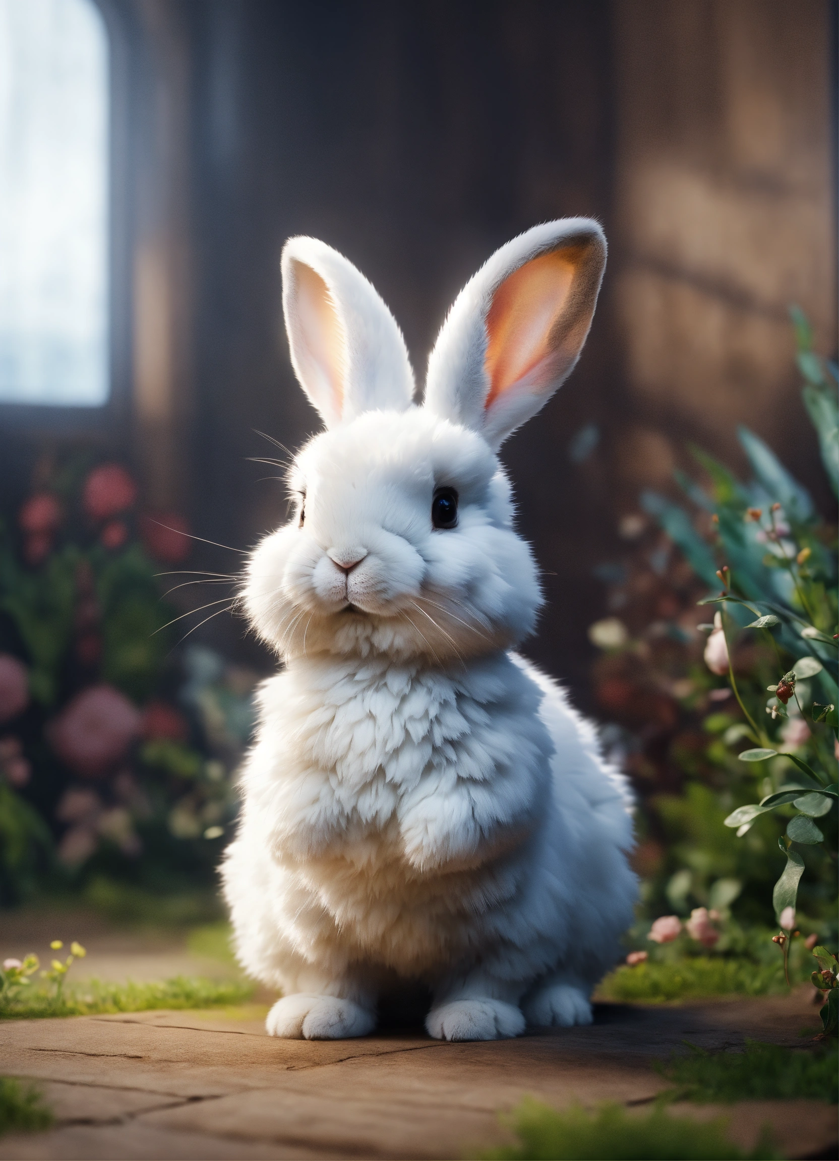 Lexica - Cute fluffy rabbit standing on png background, unreal engine ...