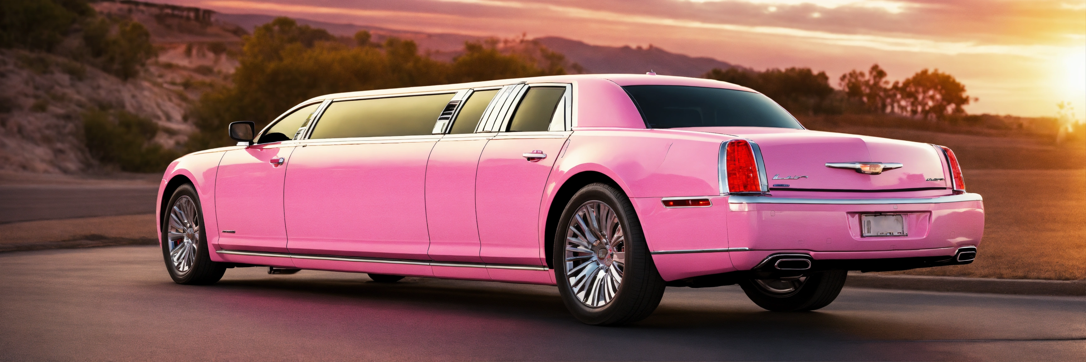 Lexica - Long pink limo, car rental, 3D, photo-realistic, 4K, high ...