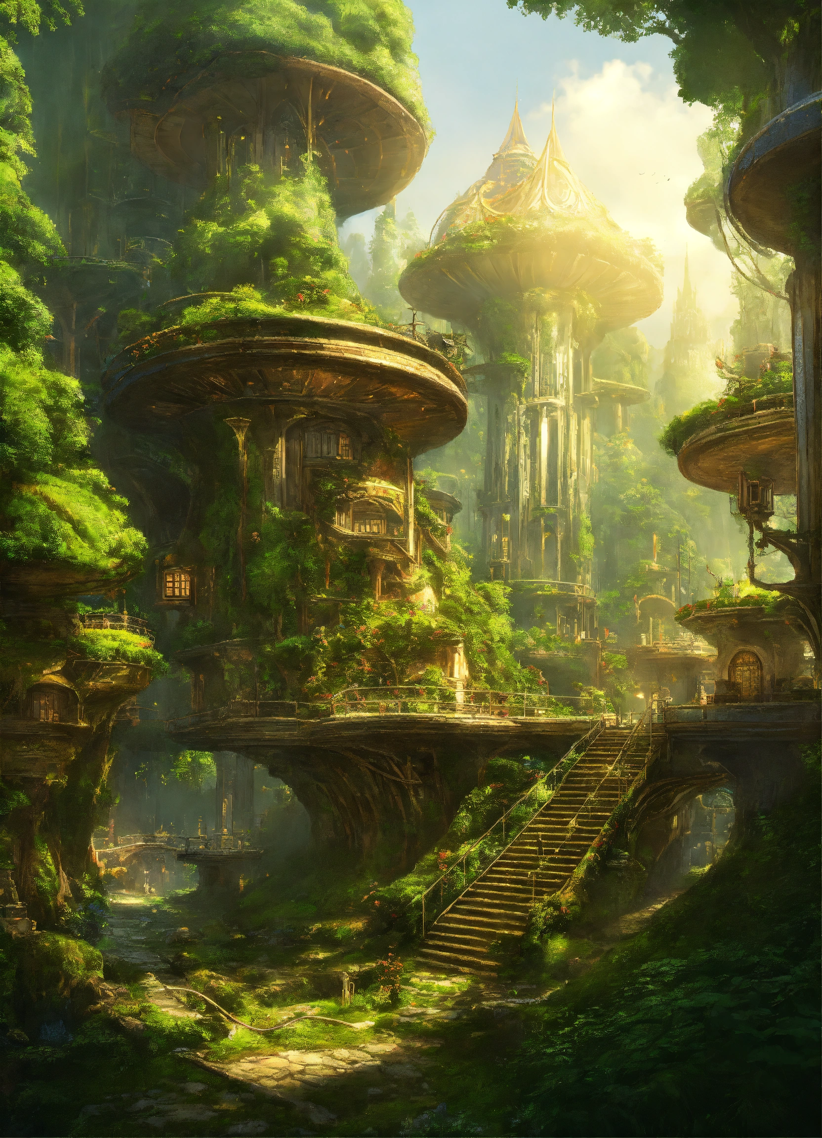 Lexica - Solarpunk elven city hidden away in a forest nation