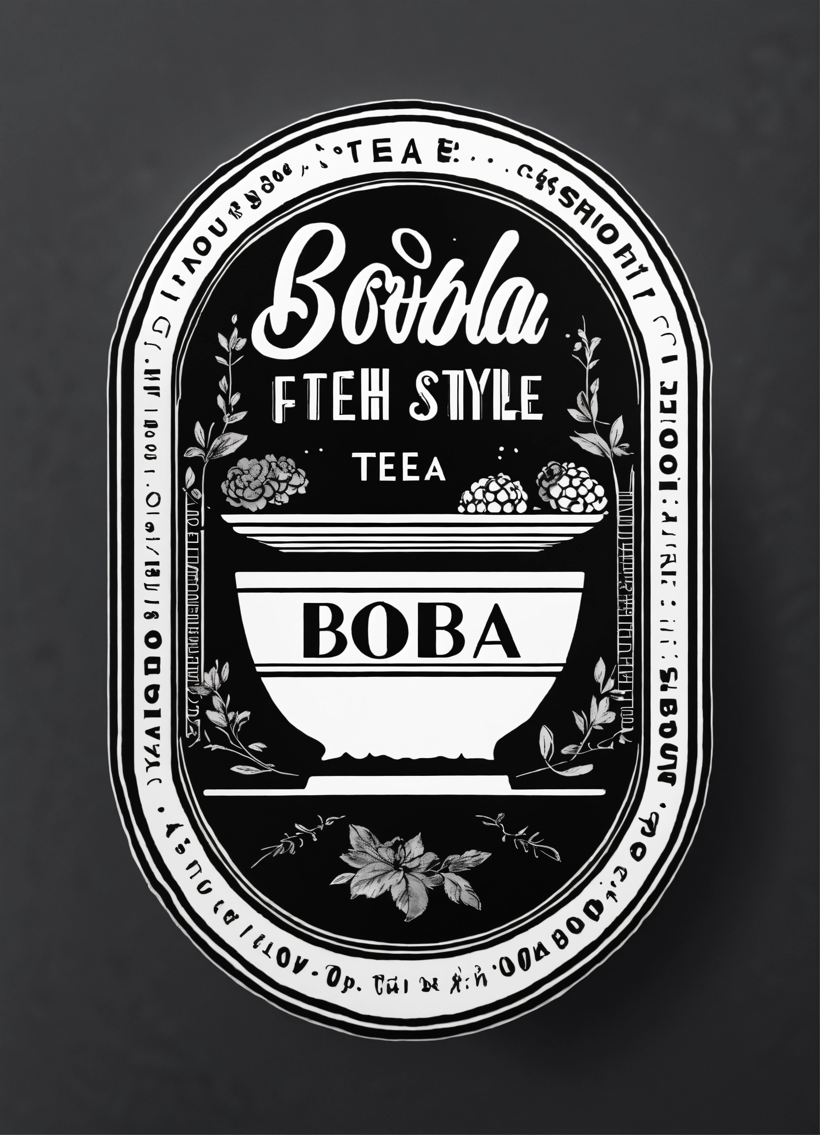 Lexica - A black and white sticker tea fashion boba, a digital ...