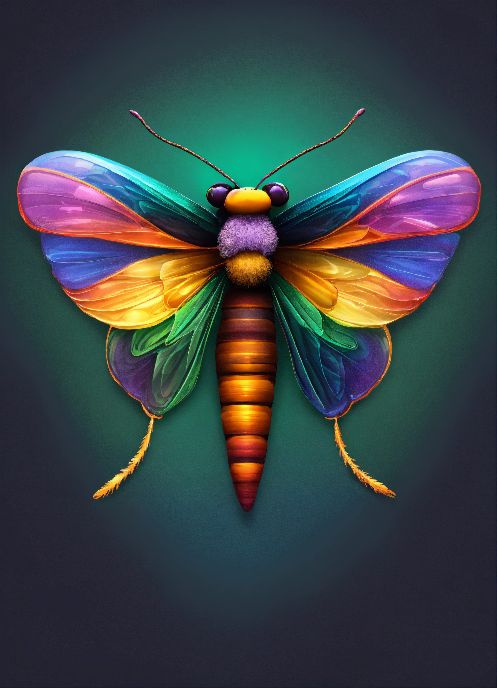 Lexica - A multicolored prismatic moth with bright colors forming a ...