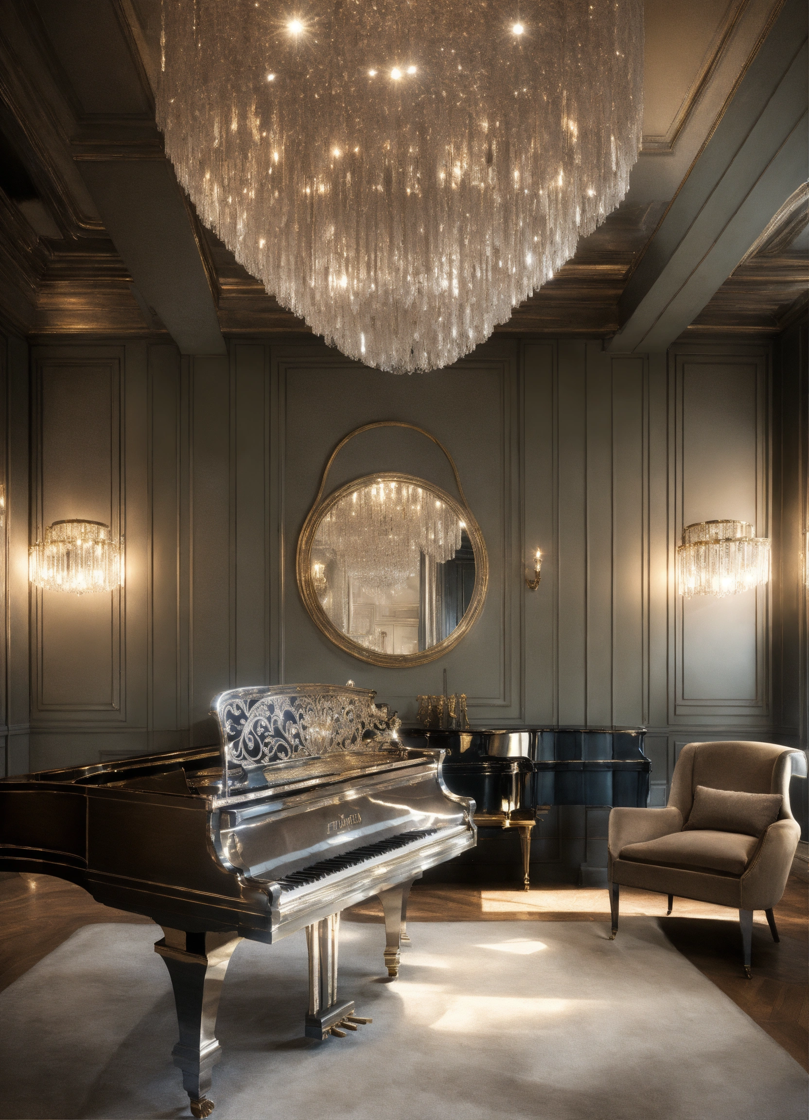 Lexica - Smoke nouveau art deco silver flash sparkle salon interior ...