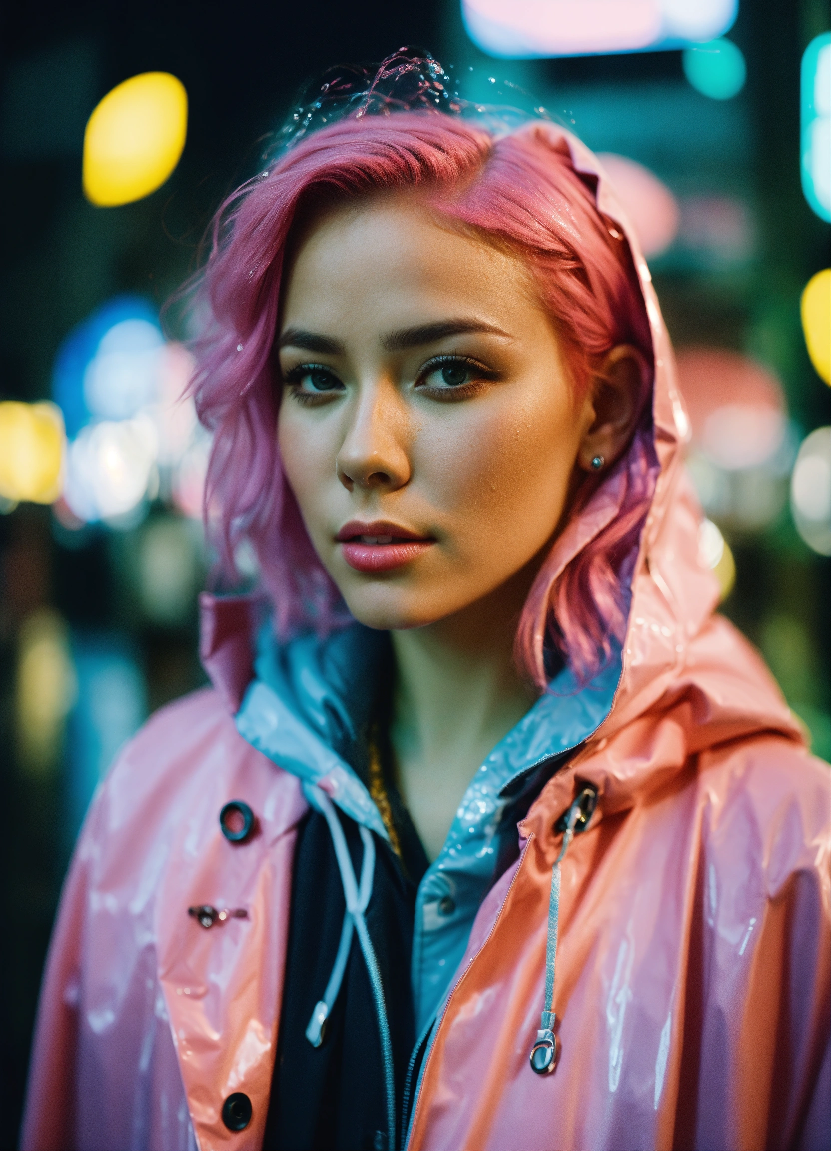 Lexica - 8k photo portrait of a stunning woman with pink hair in a ...