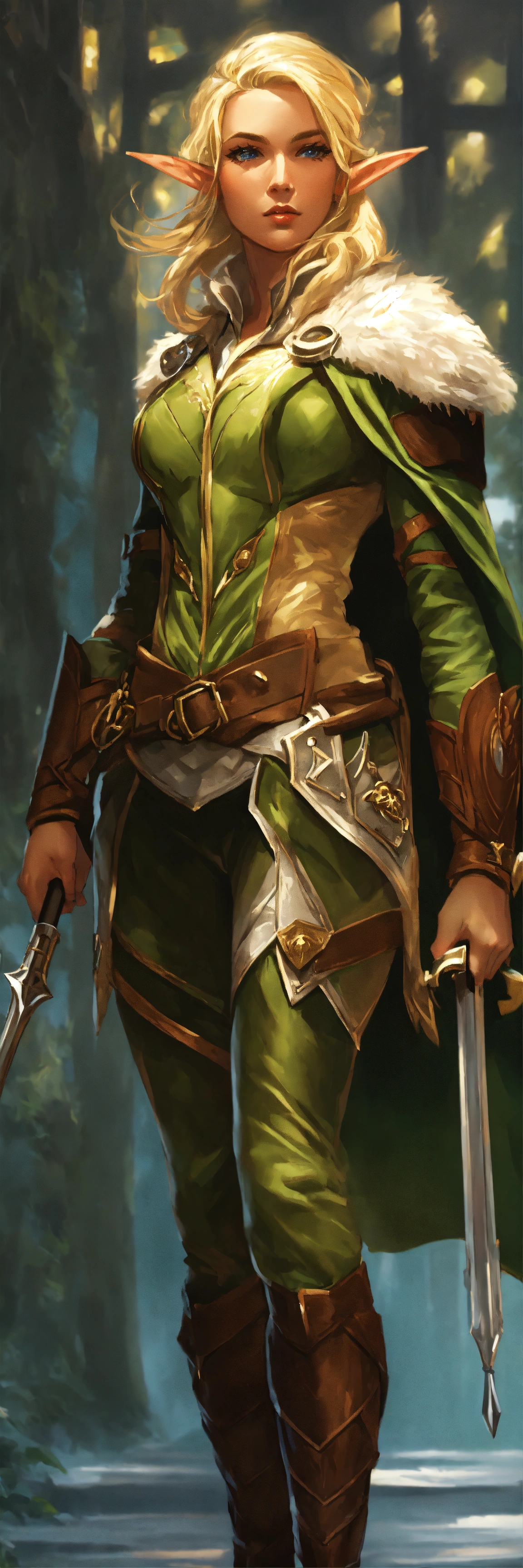 Lexica - Full body image, Elf Ranger, blonde hair, commanding presence ...