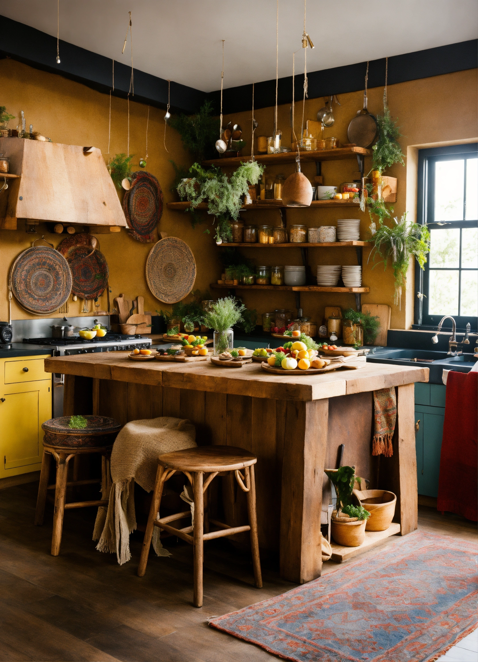 Lexica - 4 differwnt angles shoots for an interior design boho kitchen