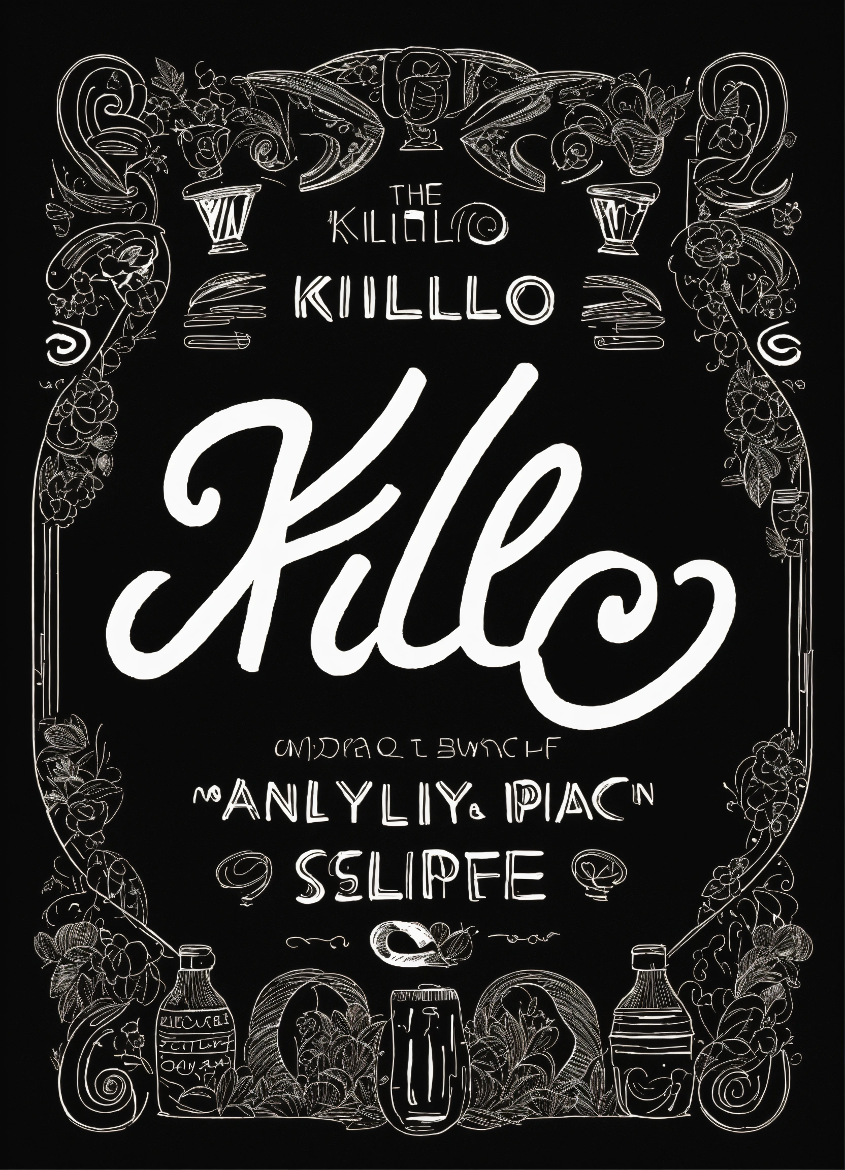 Lexica - The word Kilo in a white bold and fun cursive typography style ...