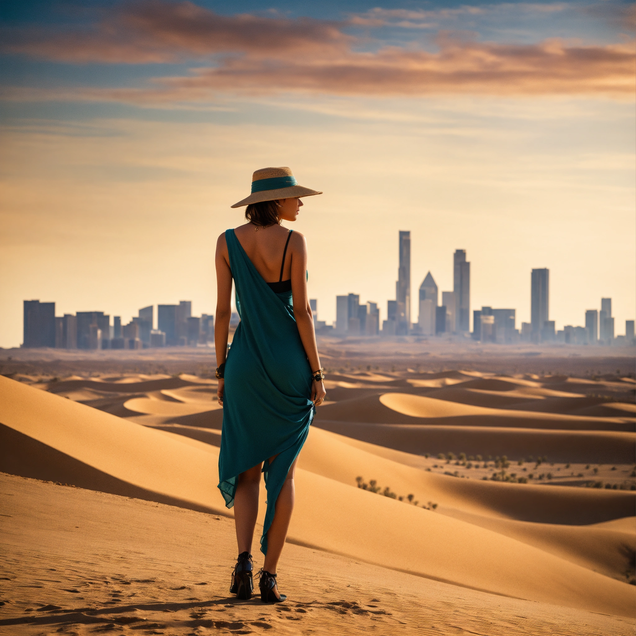 Lexica - A woman in a desert with skyline