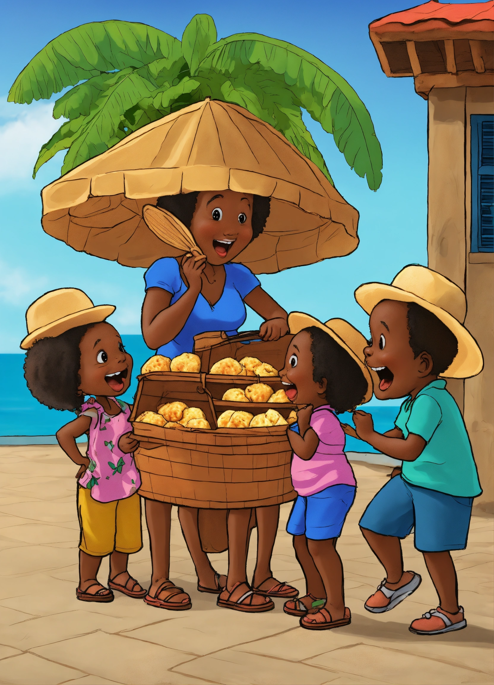 Lexica - A cartoon of dancing Talking Caribbean fried dumplings sharing ...
