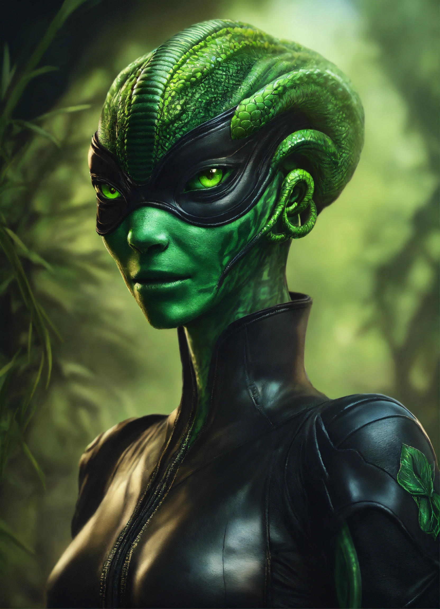 Lexica - Realistic drawing a full body portrait of an alien plant-human ...
