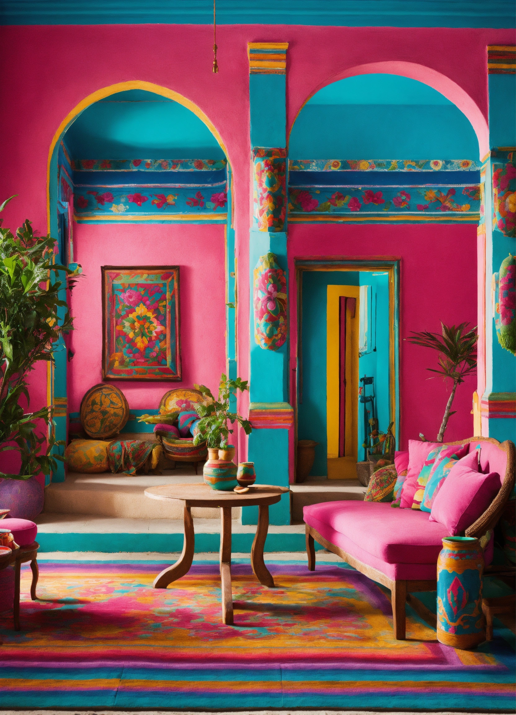 Lexica - Create some mexican style interior design with turquise and ...