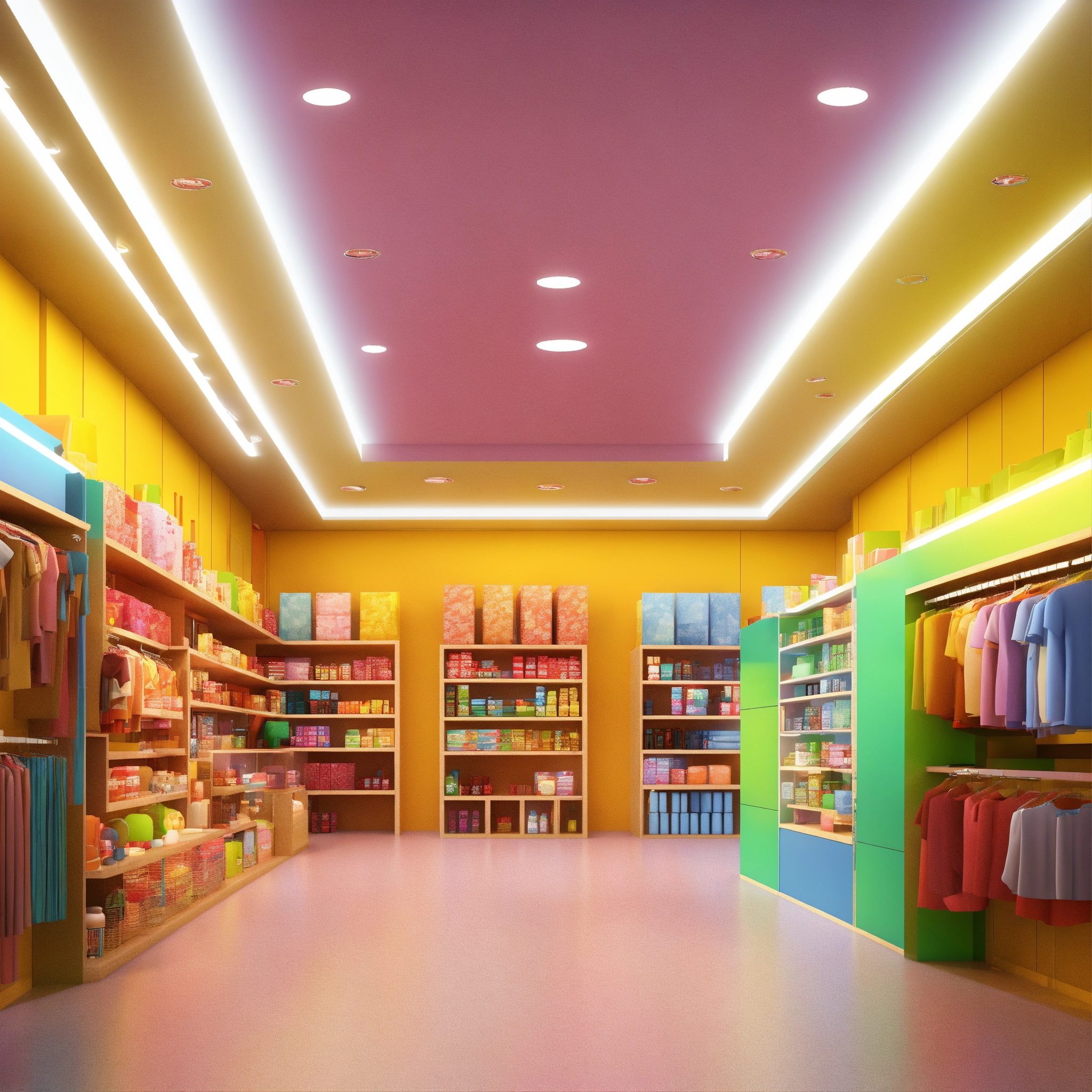 Lexica - Store inside , 3D render, 