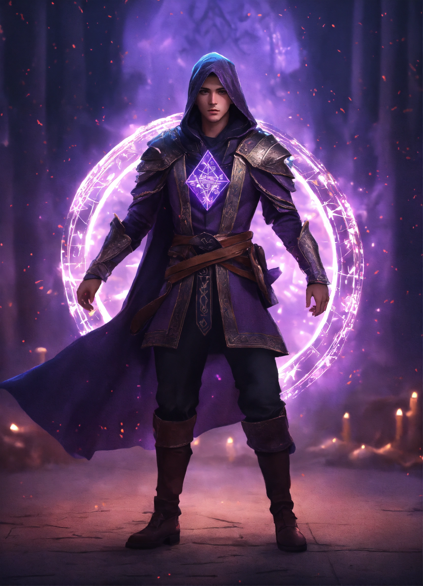 Lexica - A realistic full body portrait of a medival young rune mage ...