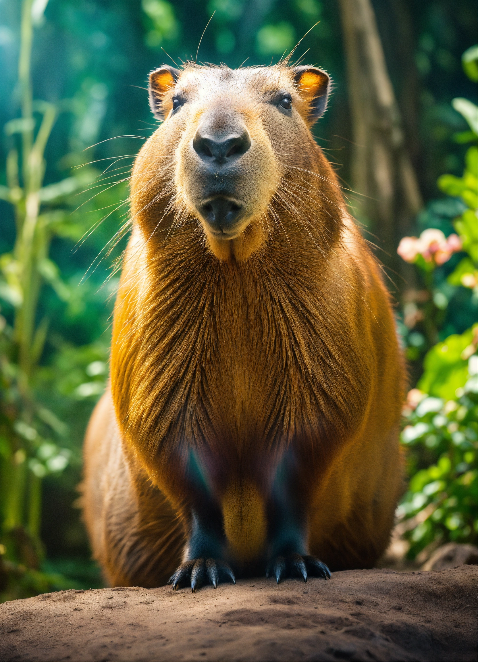 Lexica - Capybara, national geographic, earthy brown, jungle green, sky ...