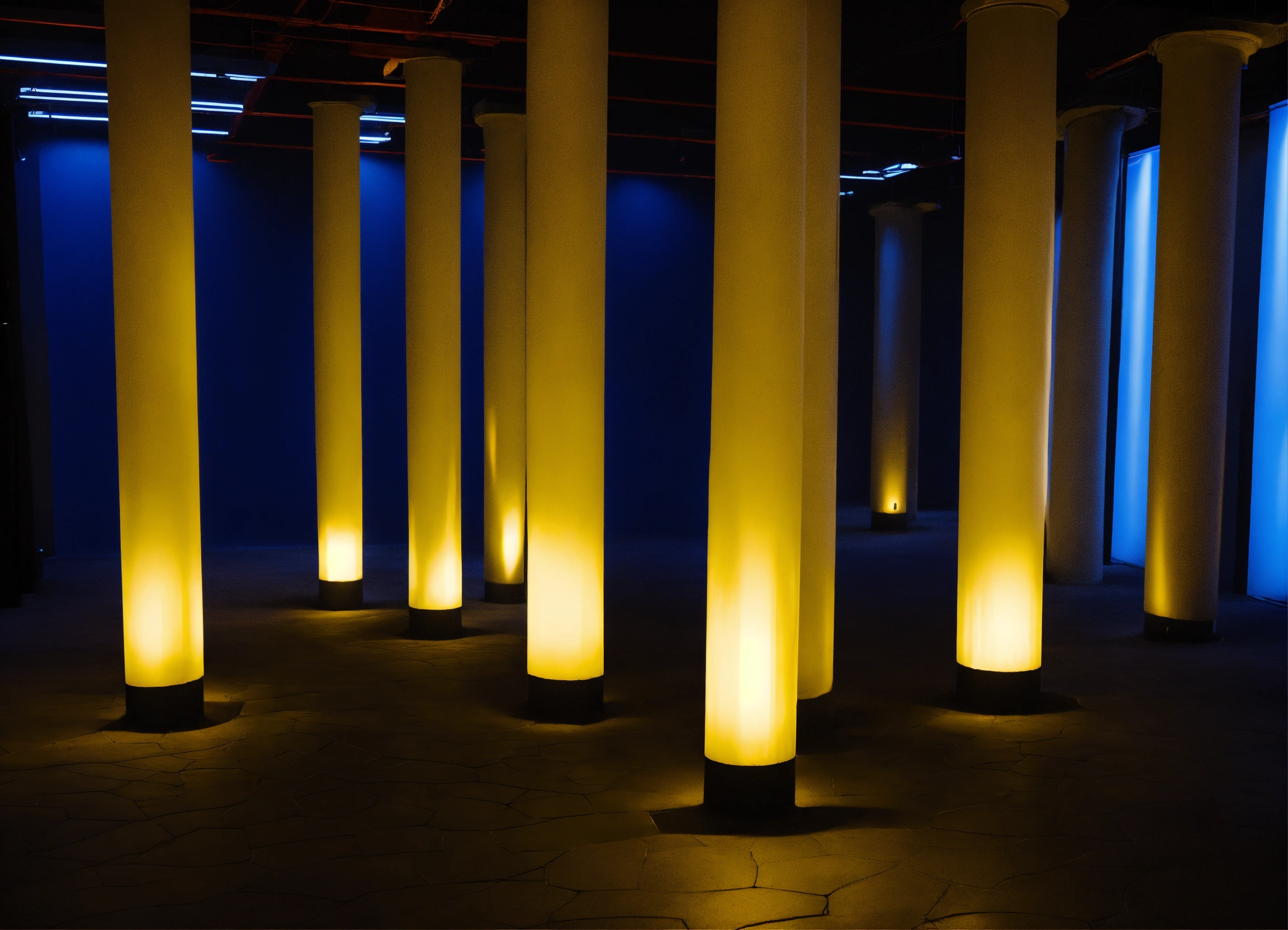 Lexica - Light columns on the black background