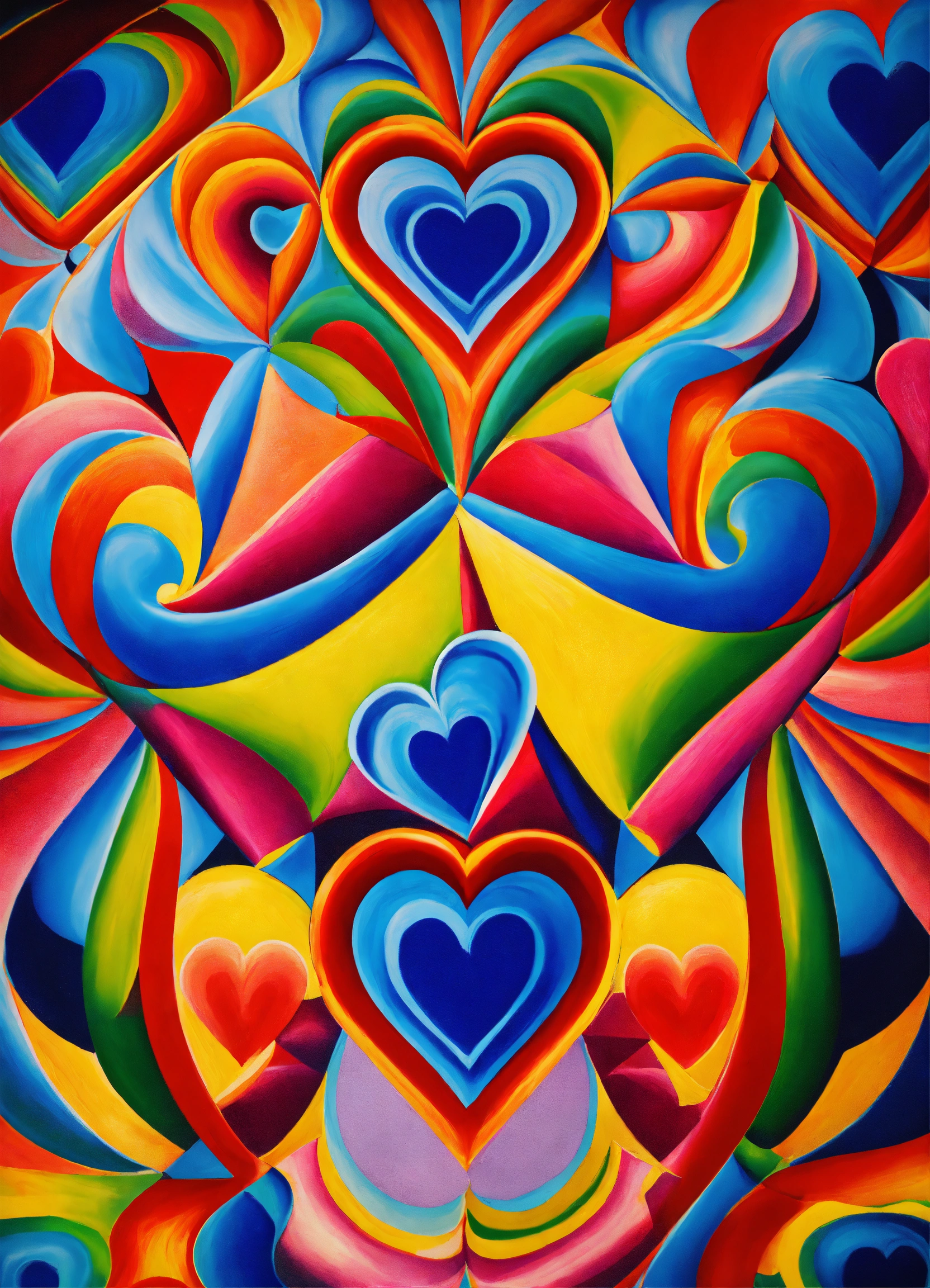 Lexica - 2 love hearts symmetrically interchanging with geometric ...