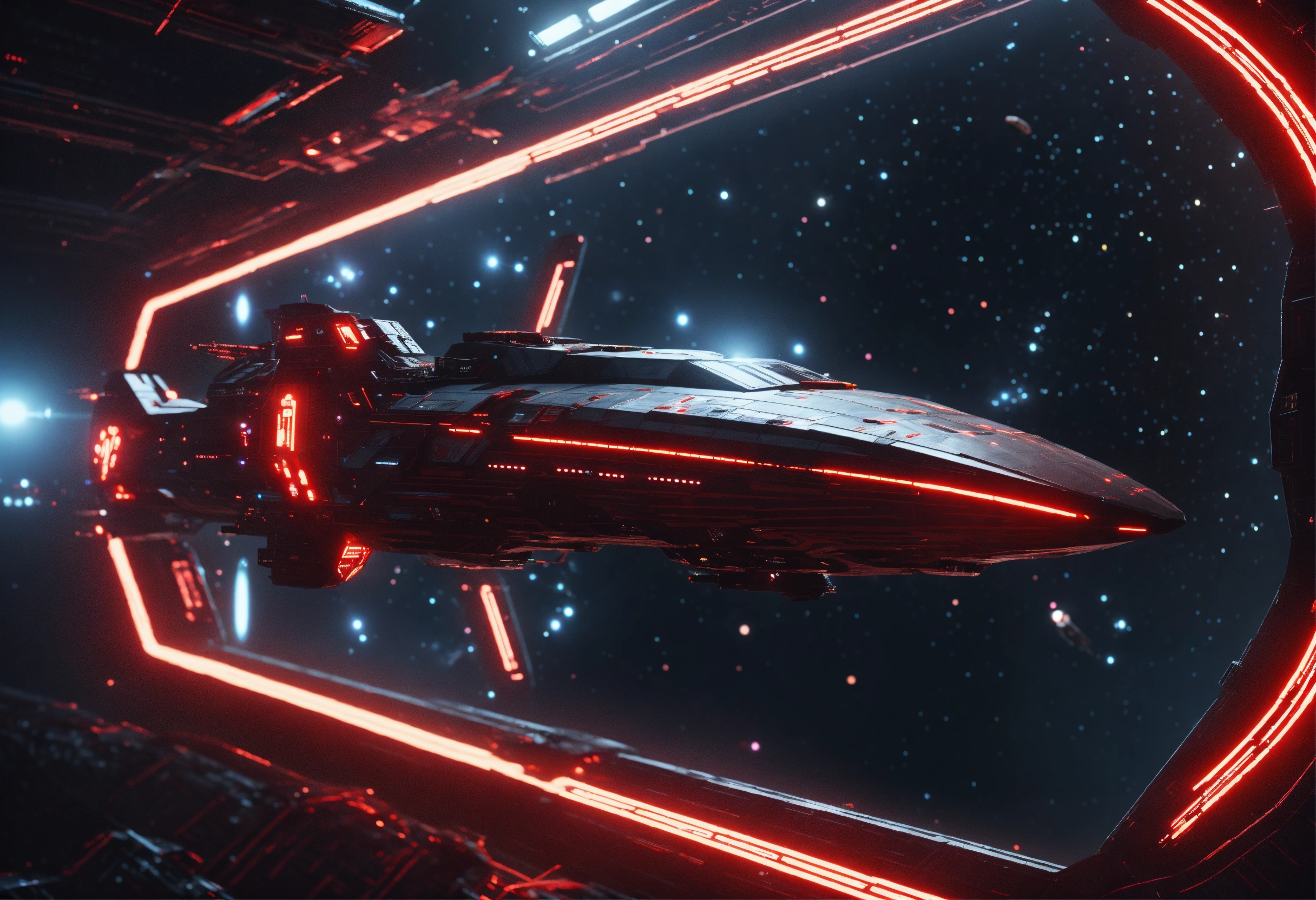 Lexica - Zoom out on fleet of long black organic insect like space ...