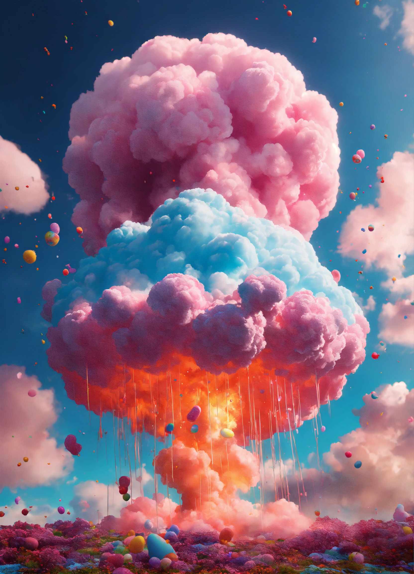 Lexica - A nuclear explosion , made out of cotton candy clouds ,paint ...