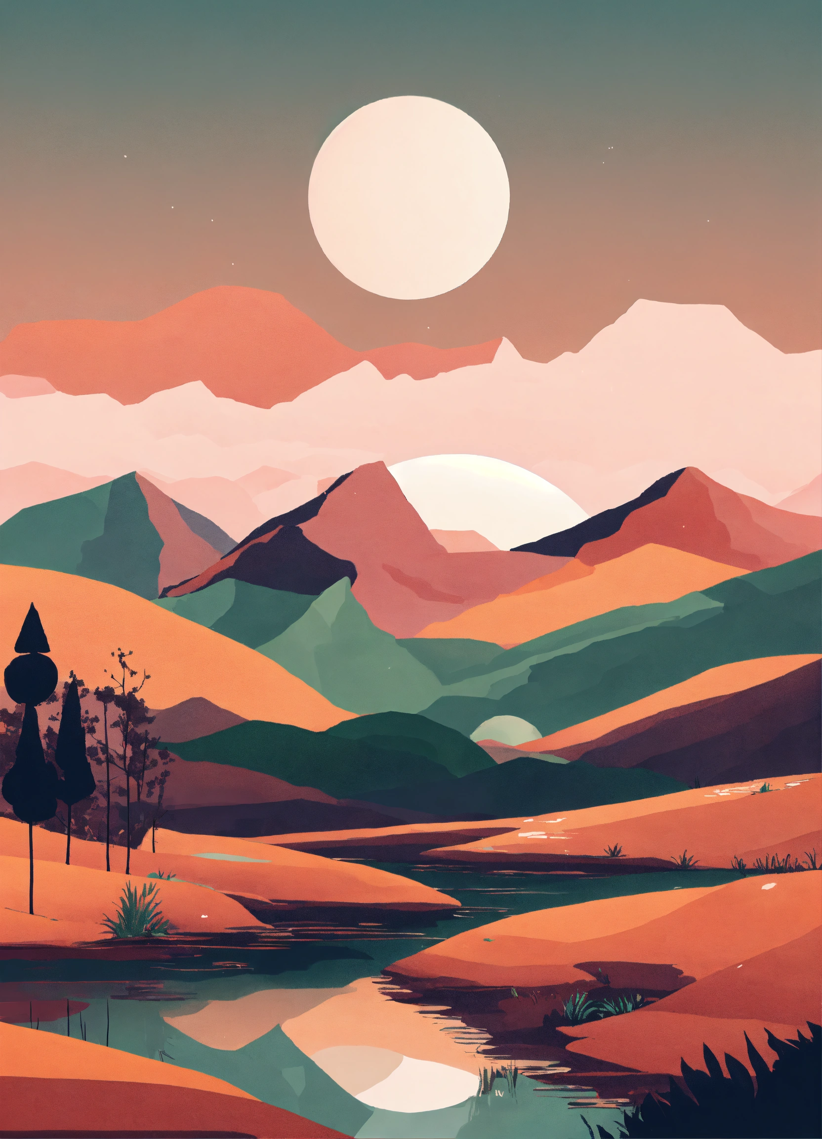 Lexica - Boho art Minimalist landscape mountains