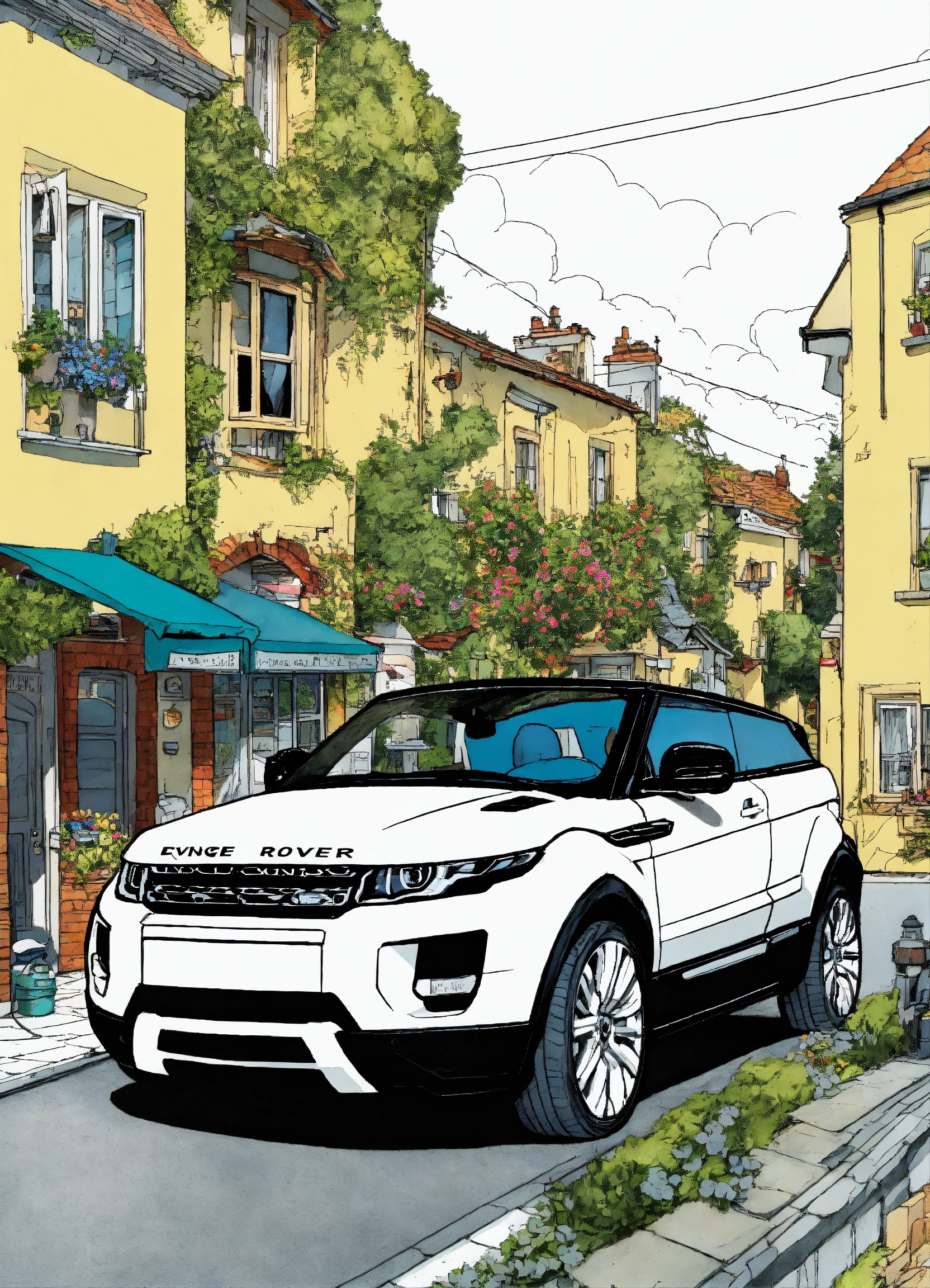 Lexica - Sunny suburban culdesac street detailed pen and ink ...