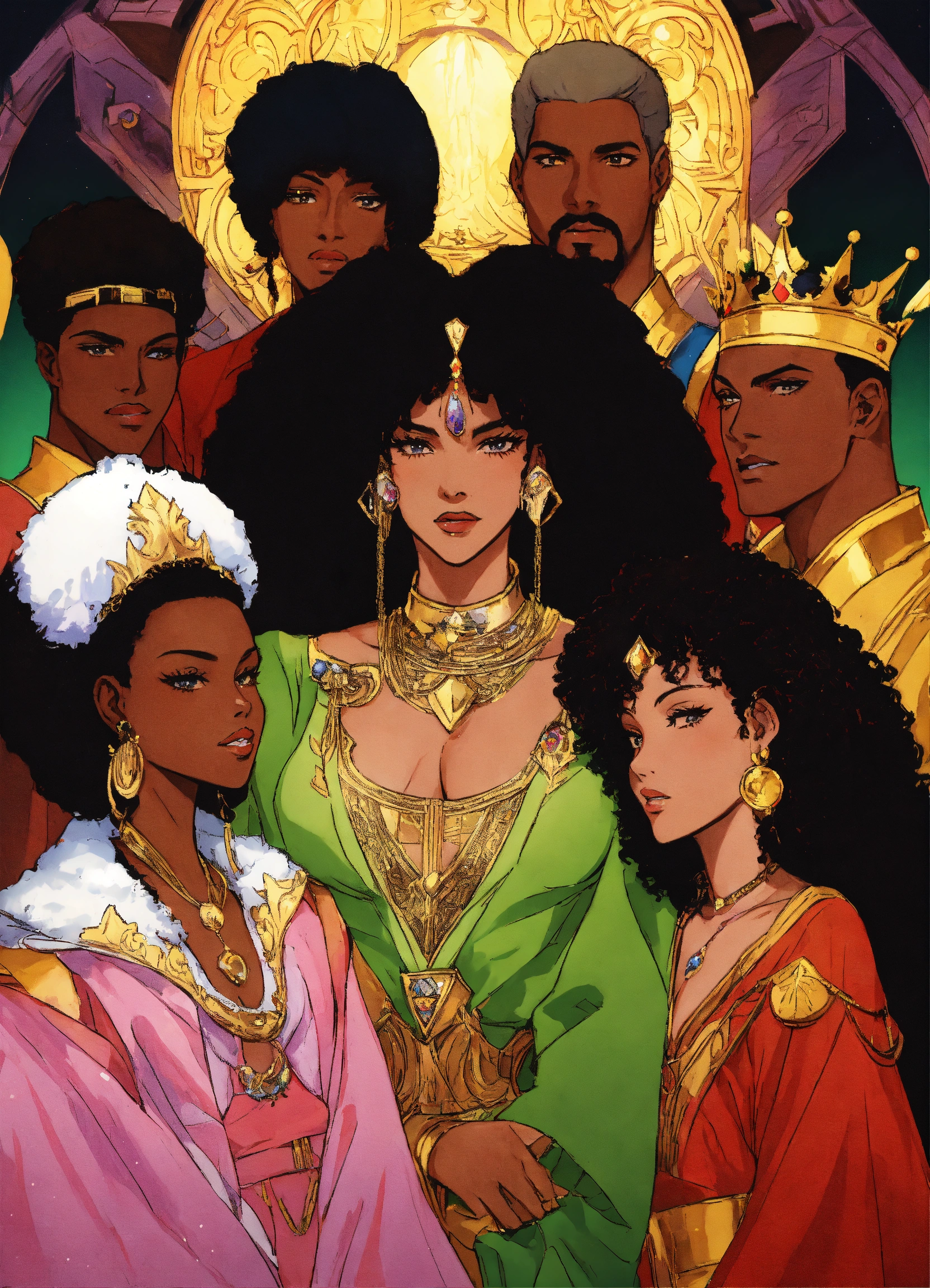 Lexica - 80s anime black characters fantasy queen kings royal family