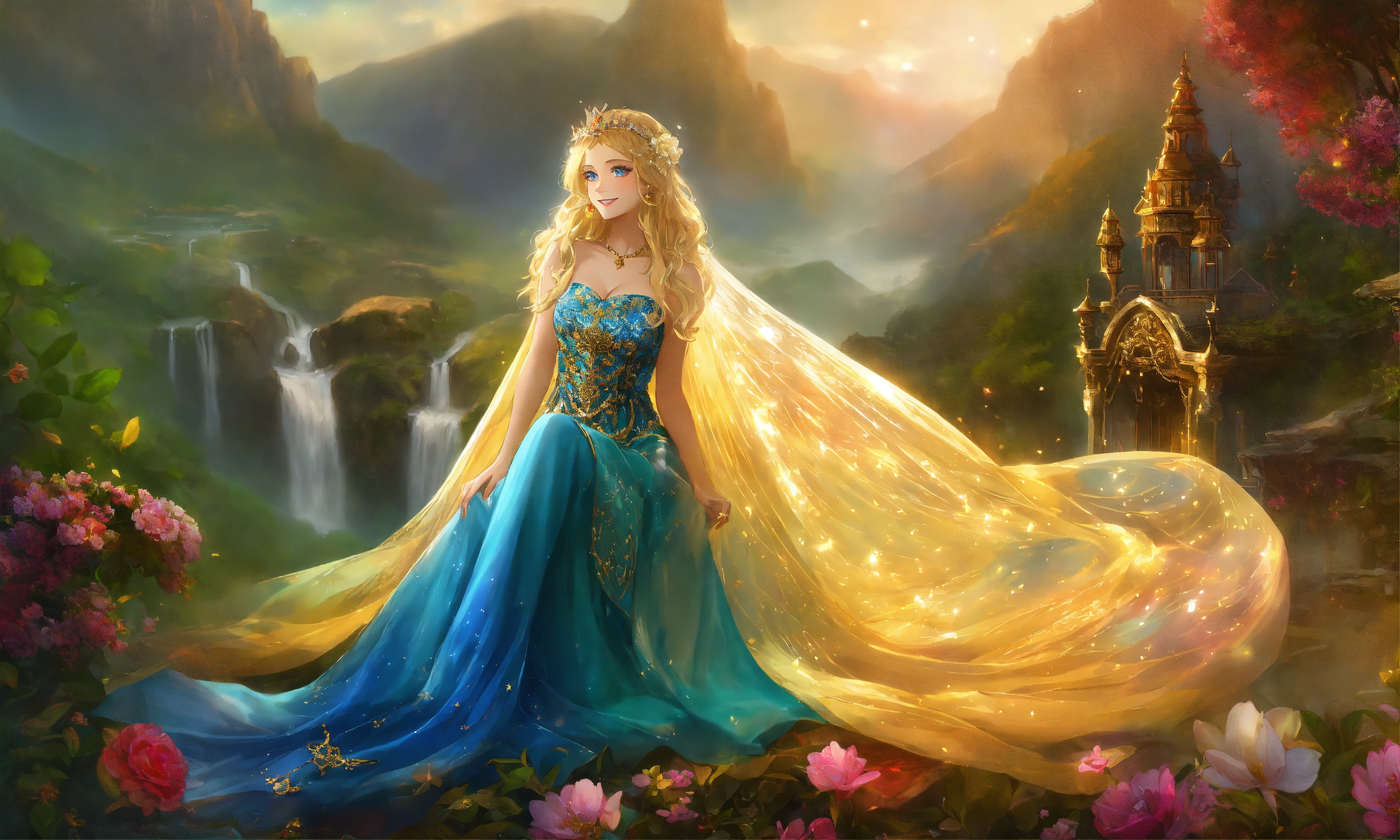 Lexica - Beautiful princess of the stars smiling blonde with blue eyes ...