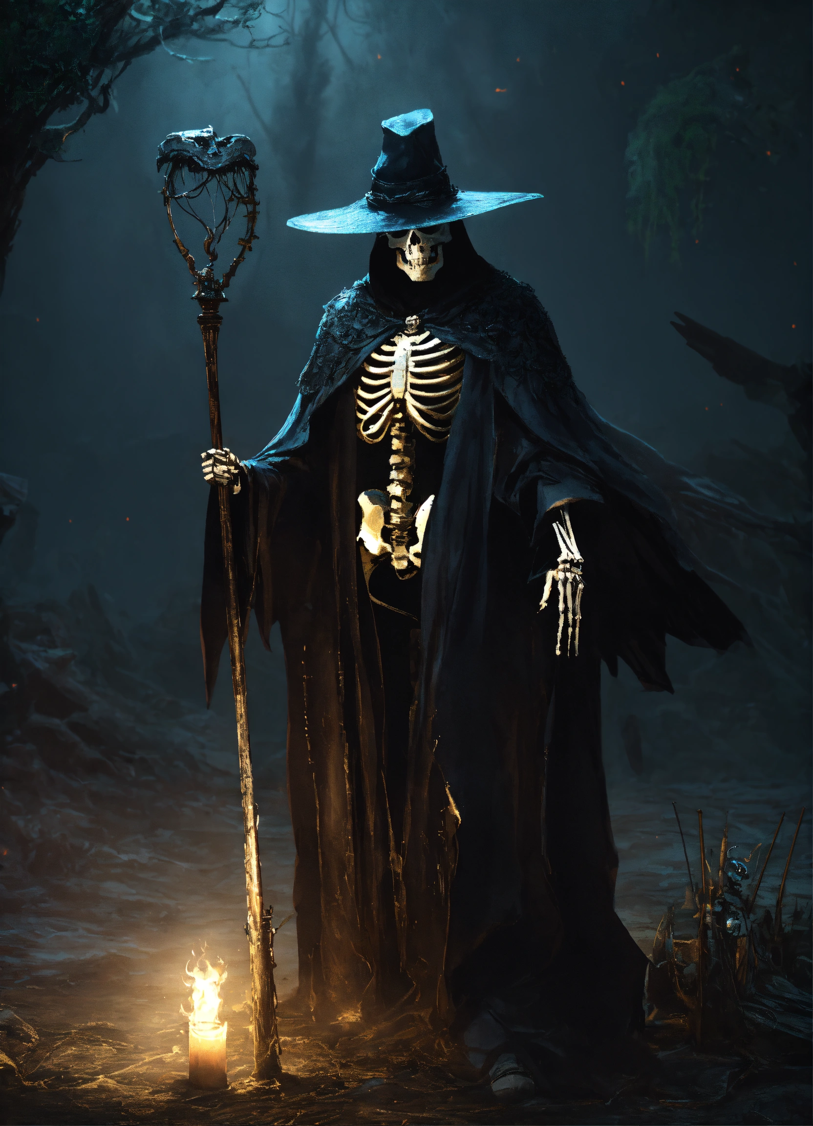 Lexica - The image features a skeletal figure wearing a black robe and ...