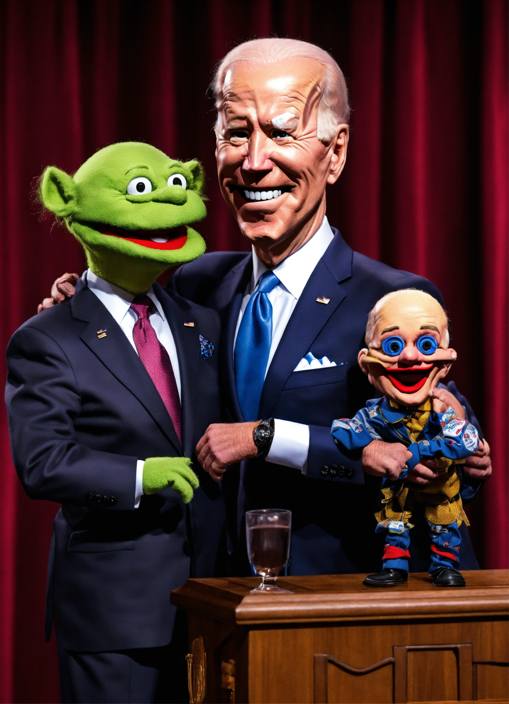 Lexica Joe Biden as Jeff Dunham's ventriloquism puppet