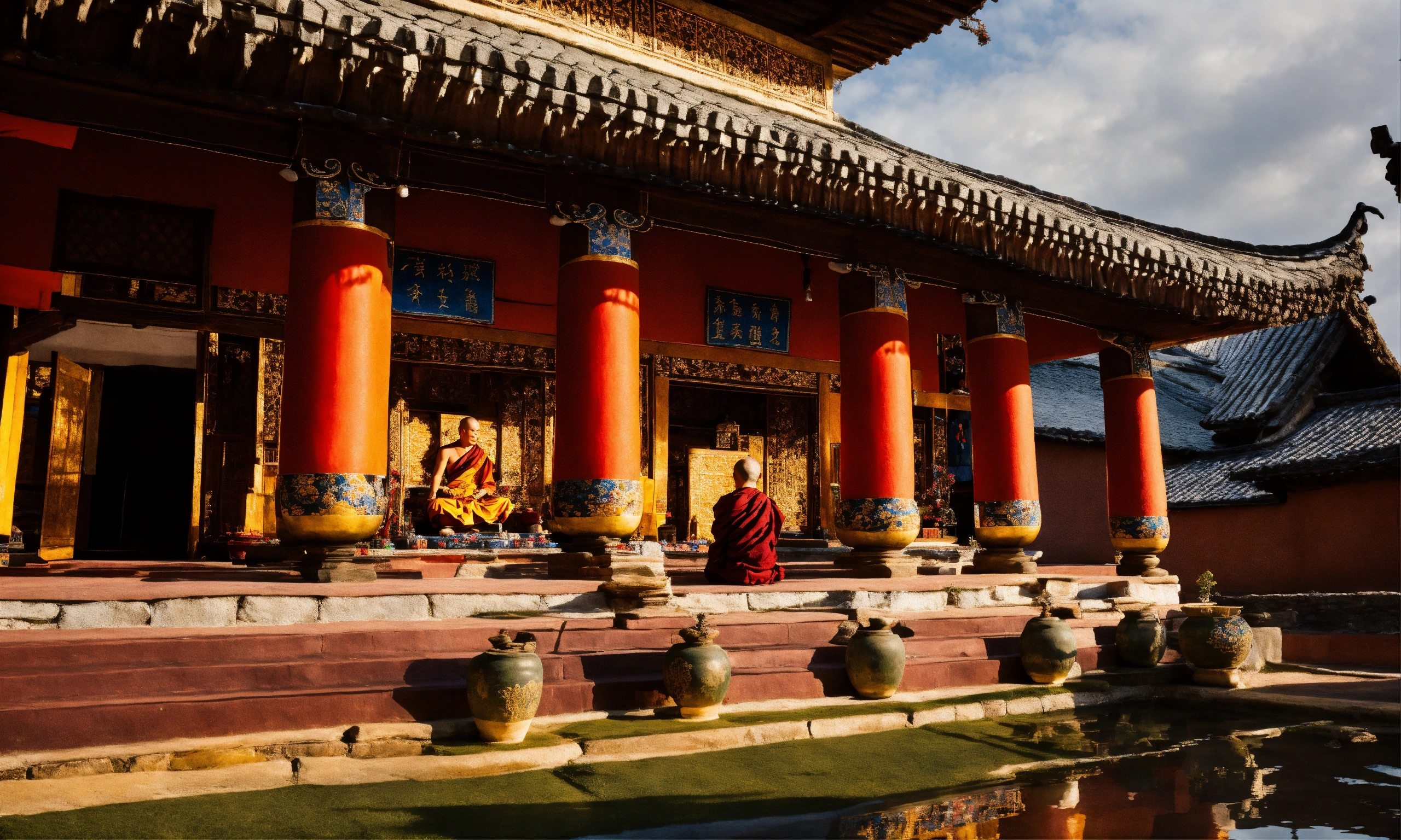 Lexica - Tranquil zen monks in monastery