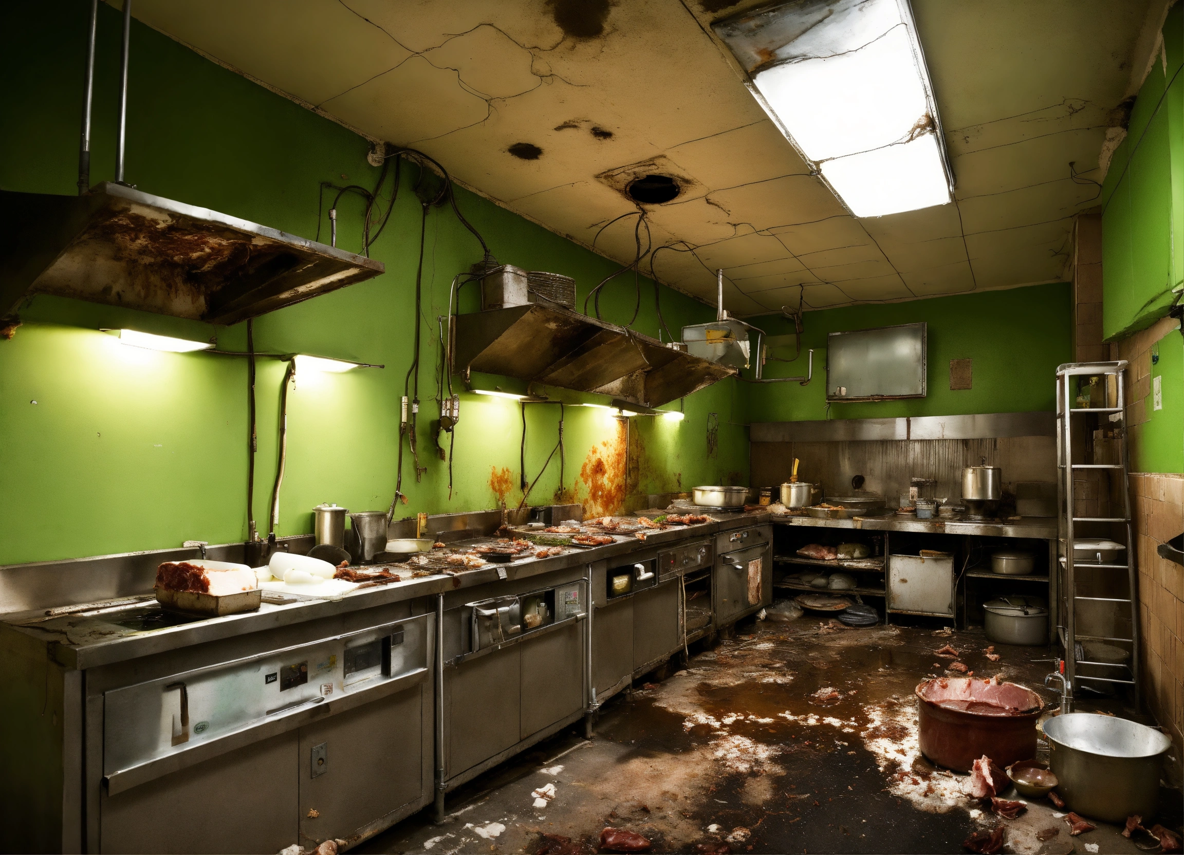 Lexica - Abandoned restaurant kitchen hotel, Large white and steel ...