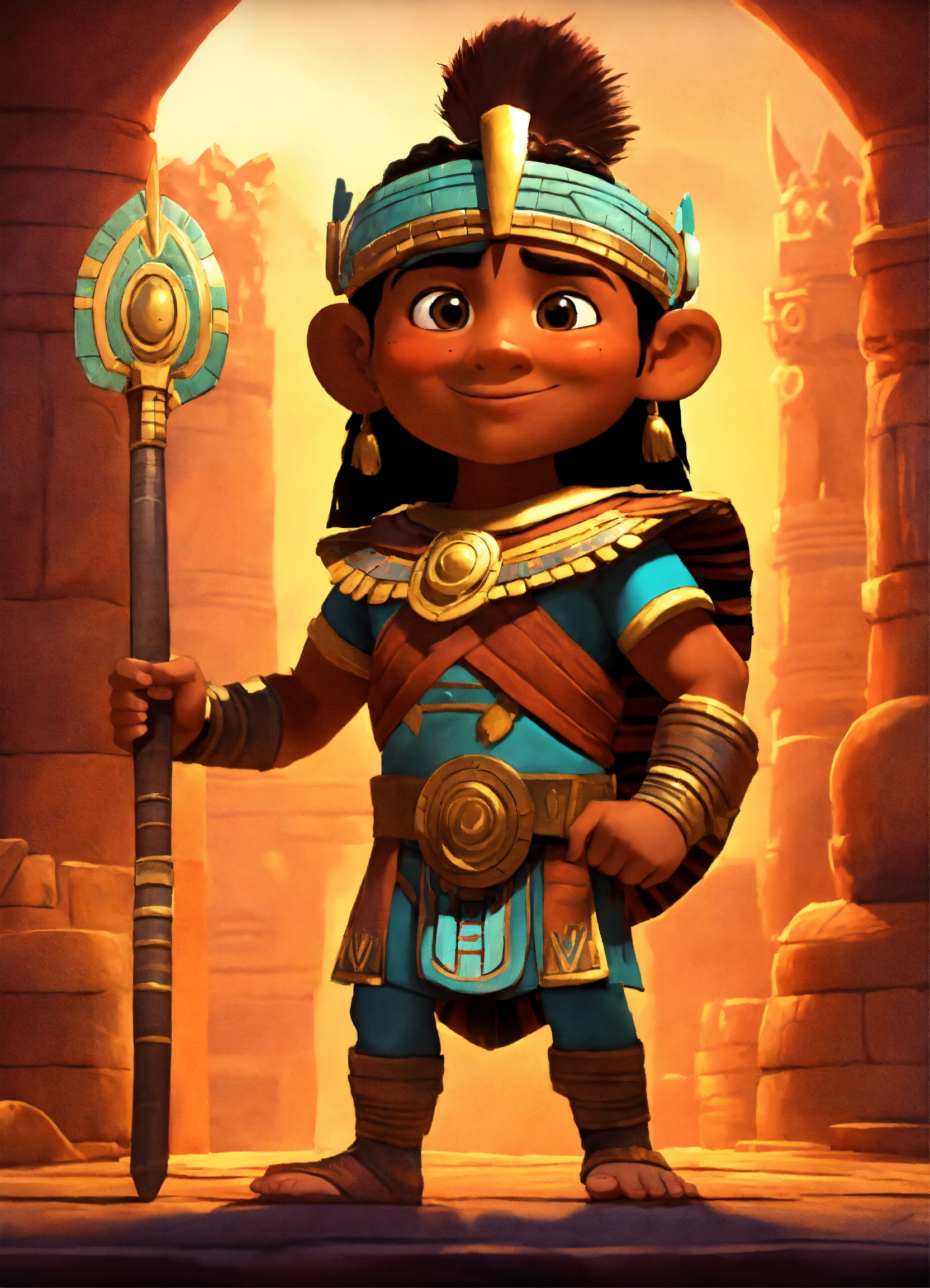 Lexica - Pixar animation of an 8 year old Aztec warrior, pixar style ...