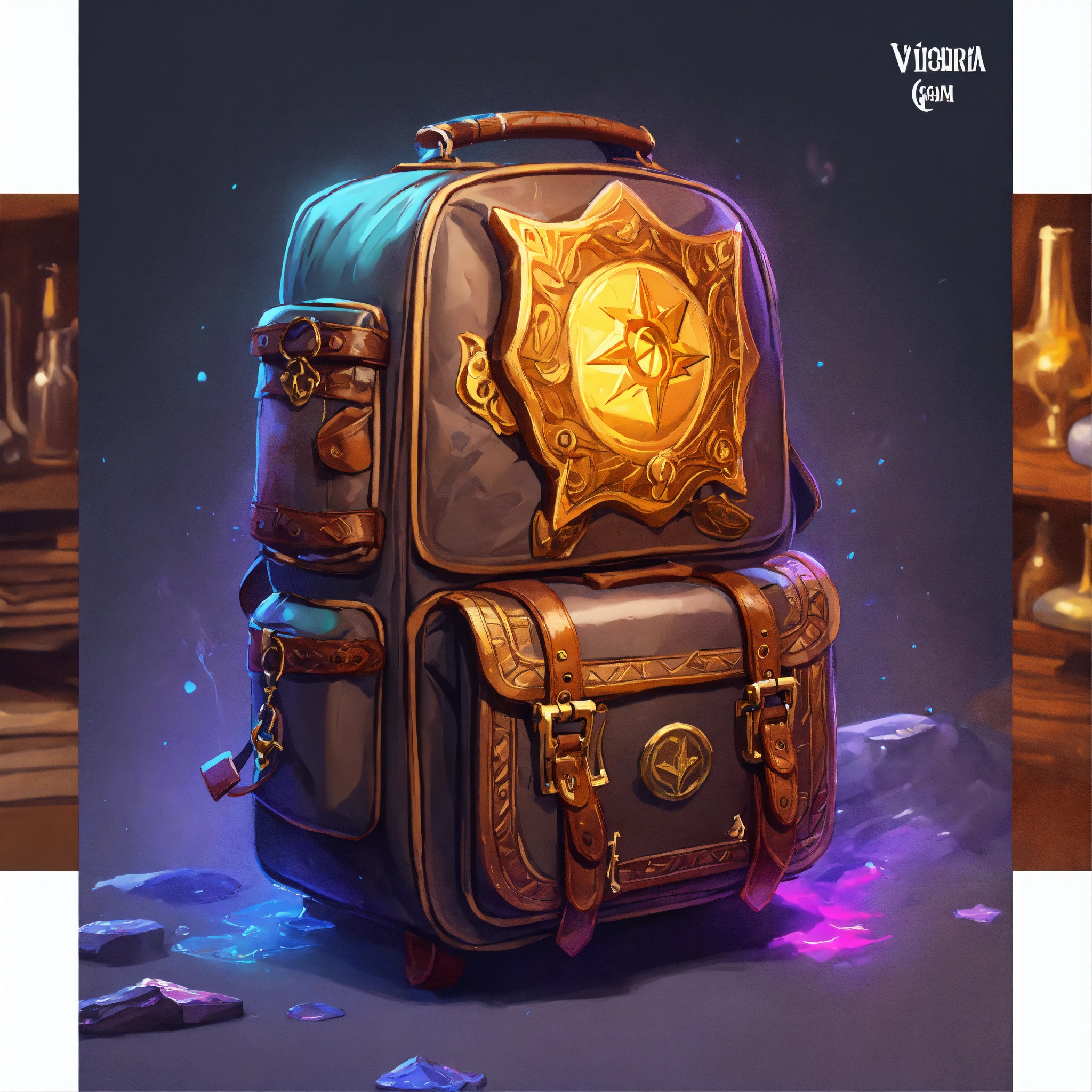 Lexica - Fantasy alchemist backpack, isolate objects, realistic cartoon ...