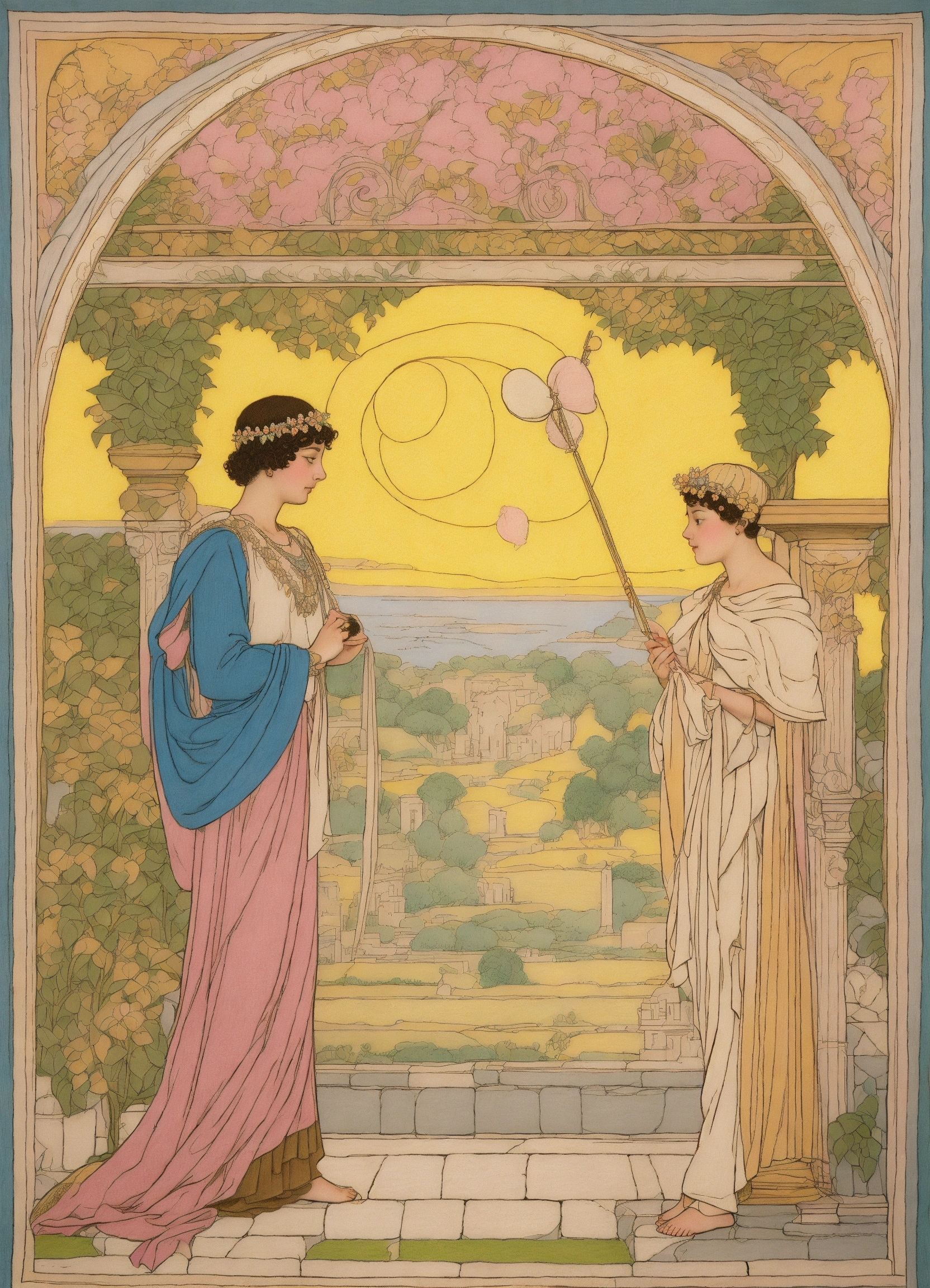 Lexica - Traditional Roman art drawing the nature of Love. Line drawing ...